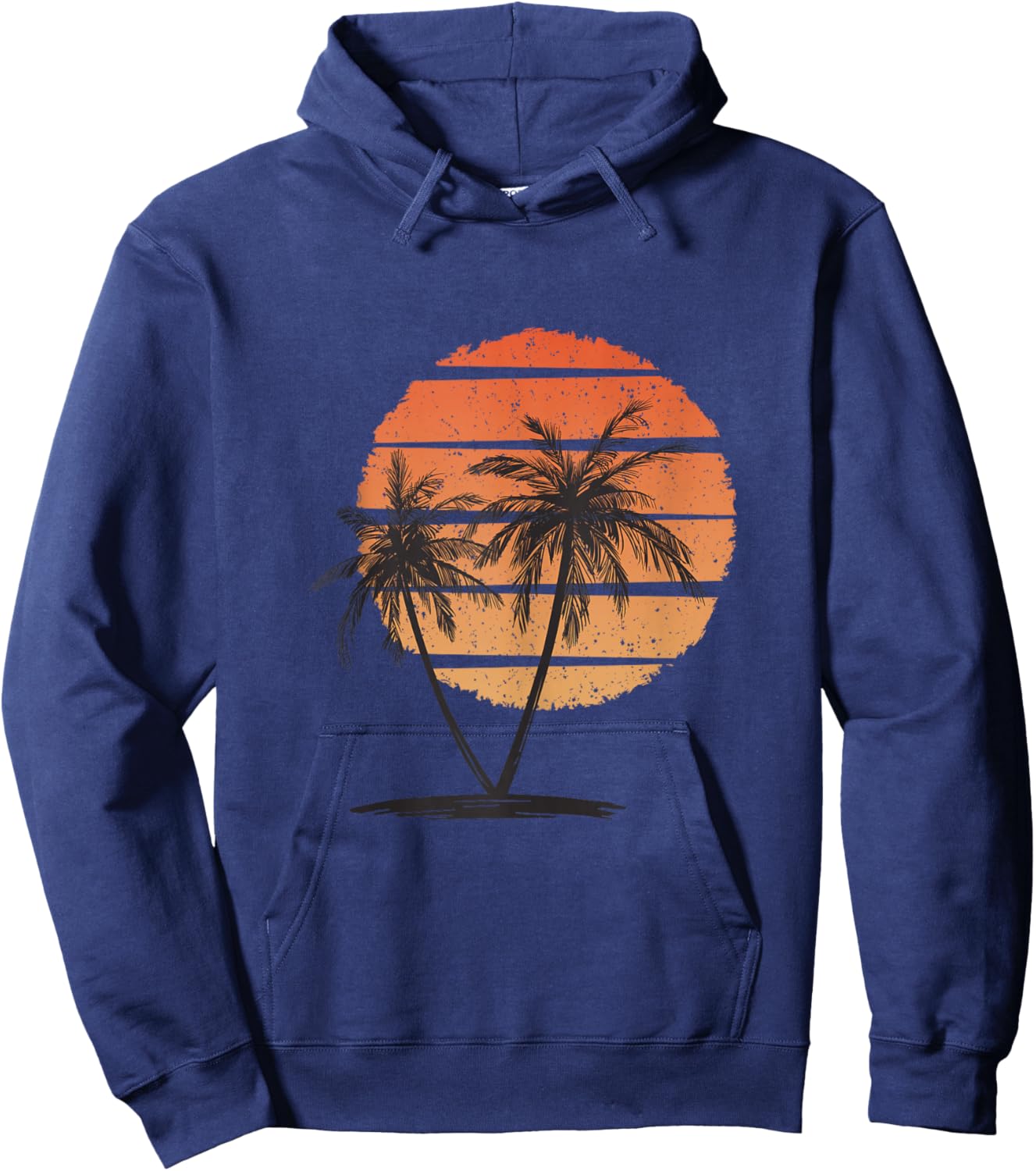 Hawaiian Palm Tree Tropical Beach Retro Vintage 70s 80s Hoodie - Hoodie | Navy