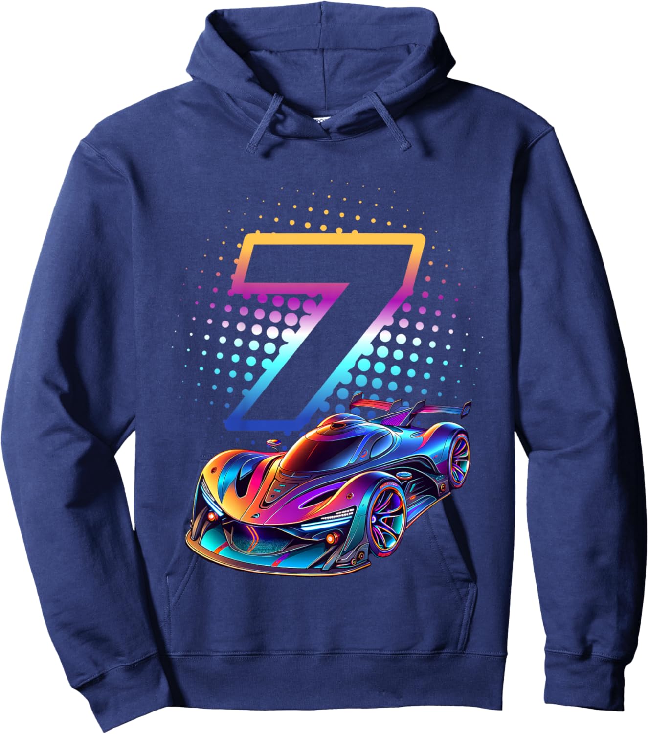 7 Jahre altes Rennauto 7. Geburtstag Futuristischer Rennwagen Hoodie - Hoodie | Navy