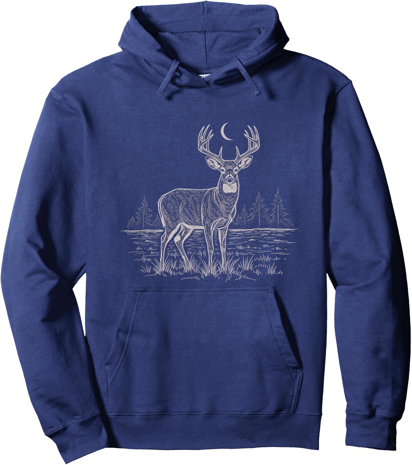 Whitetail Deer Nature Drawing Art Design Hoodie - Hoodie | Navy