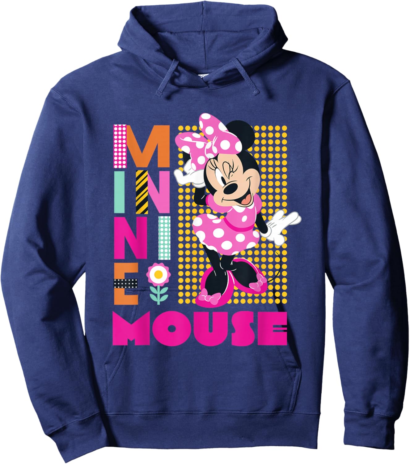 Disney Minnie Mouse Smiling Polka Dot Retro Logo Stack Hoodie - Hoodie | Navy