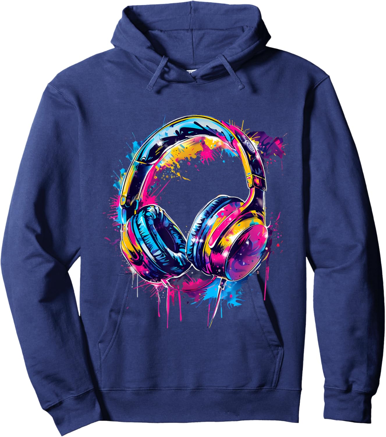 Headphones Music DJ House Dance Club Music Headphones Splash Hoodie - Hoodie | Navy
