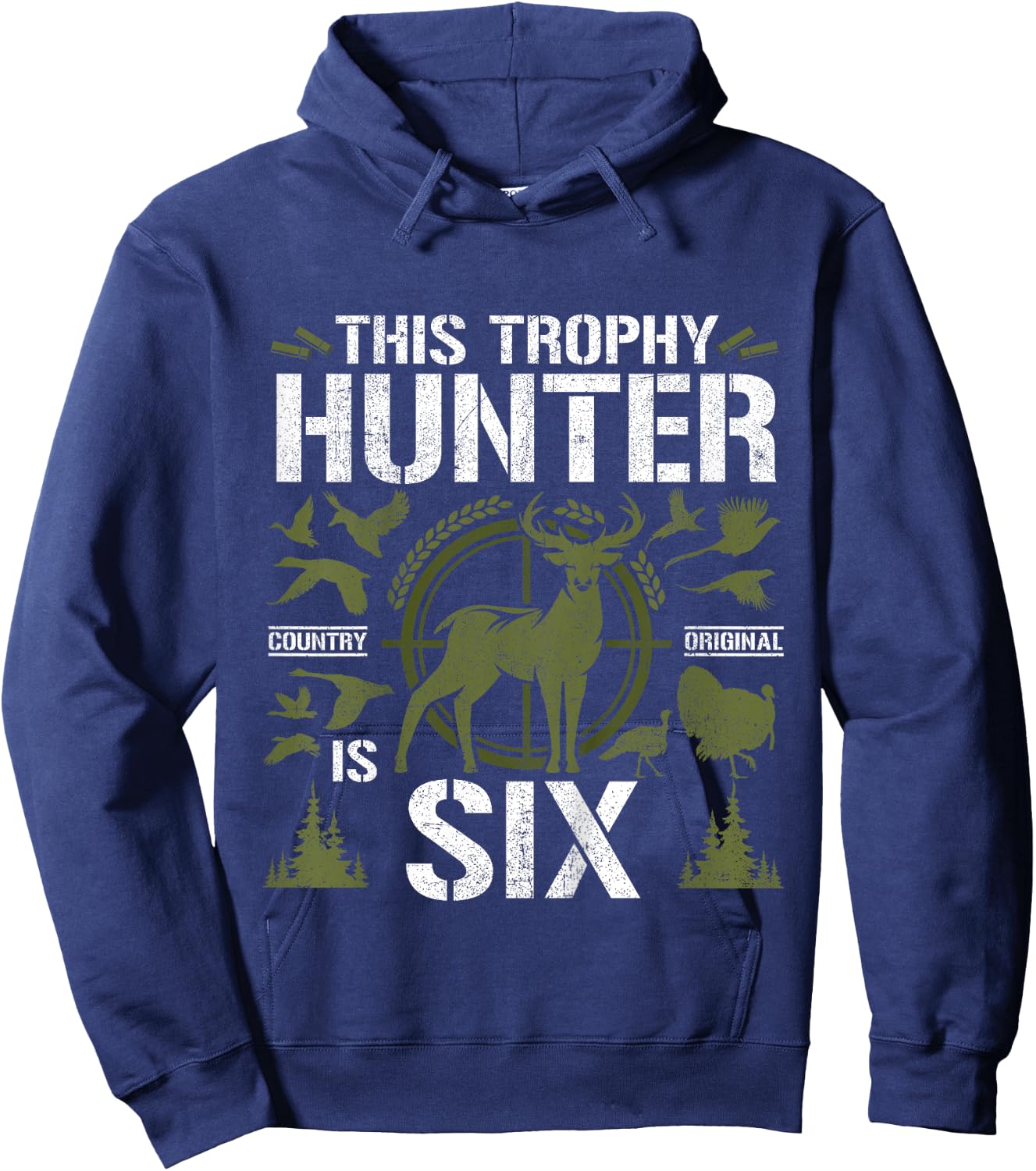 6 Year Old Hunting Birthday Party Duck Deer Hunter 6th Gift Hoodie - Hoodie | Navy