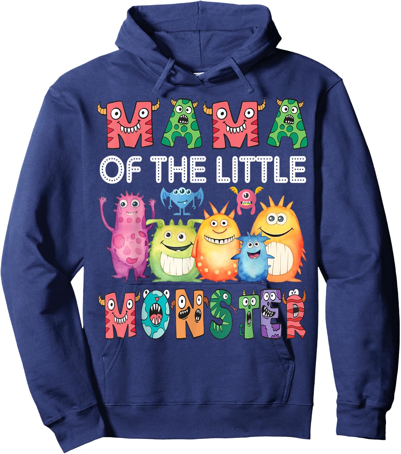 Mama Of The Little Monster Kids 1St Birthday Party Hoodie - Hoodie | Navy