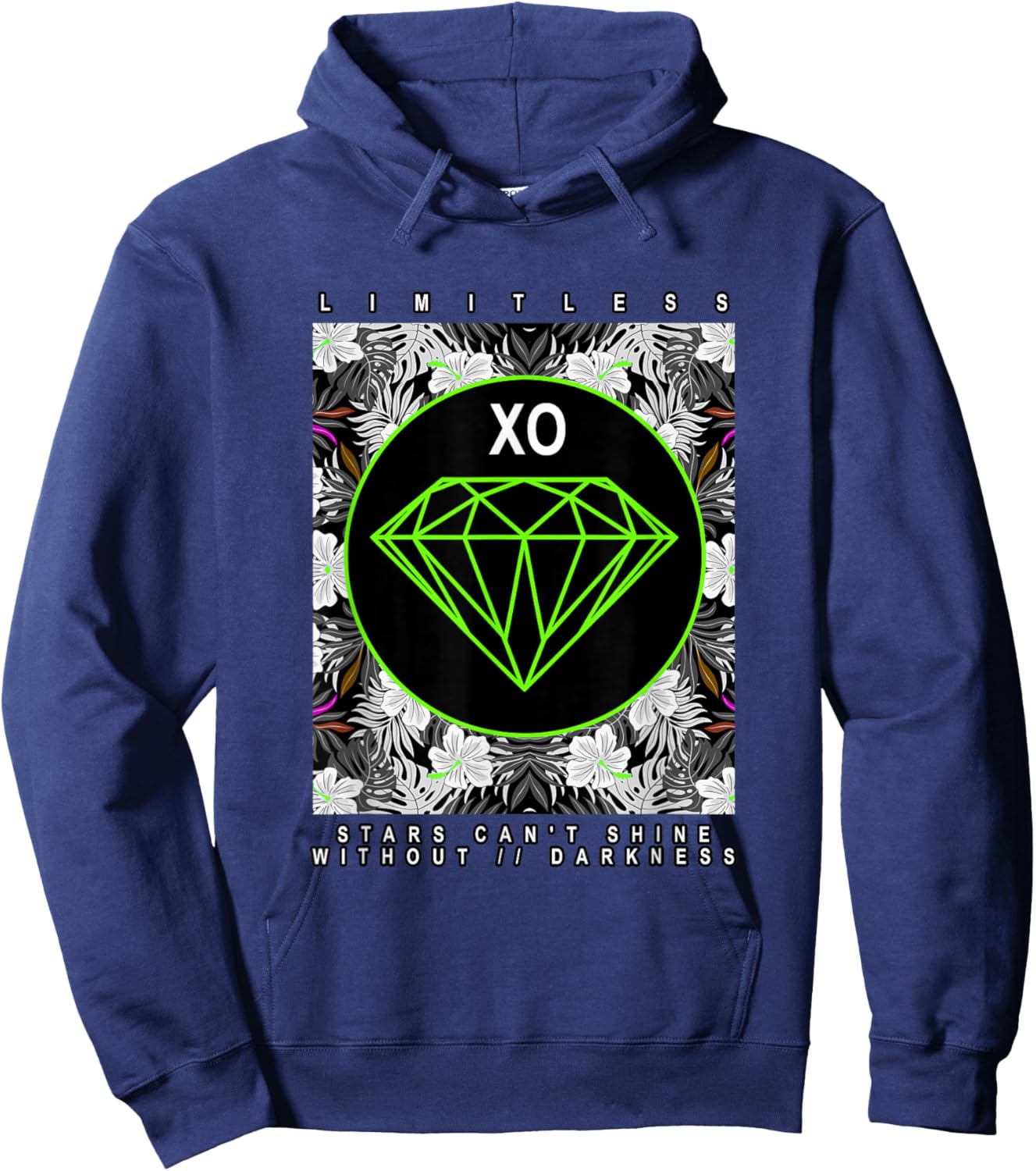 Green Color Diamond in The Dark Green Graphic Hoodie - Hoodie | Navy