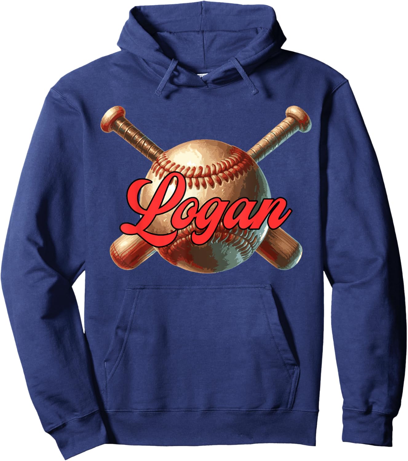 Logan Baseball Custom Name Hoodie - Hoodie | Navy