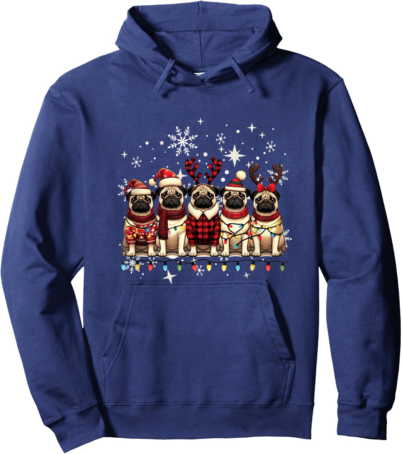 Pug Christmas Pugs Xmas Pug Lover Hoodie - Hoodie | Navy