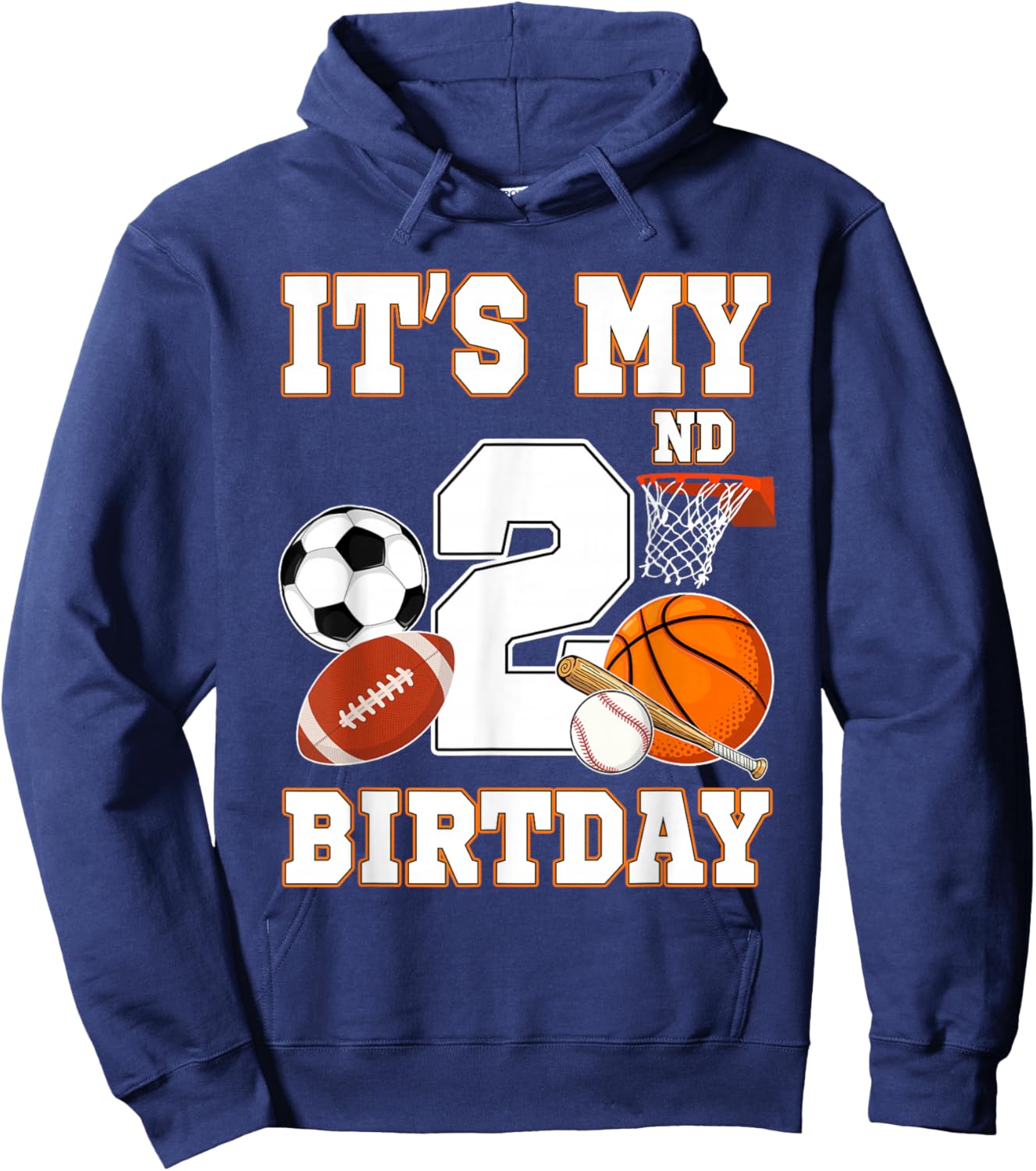 It's my 2nd Birthday Sport Balls 2 Year Old Kids Party Hoodie - Hoodie | Navy