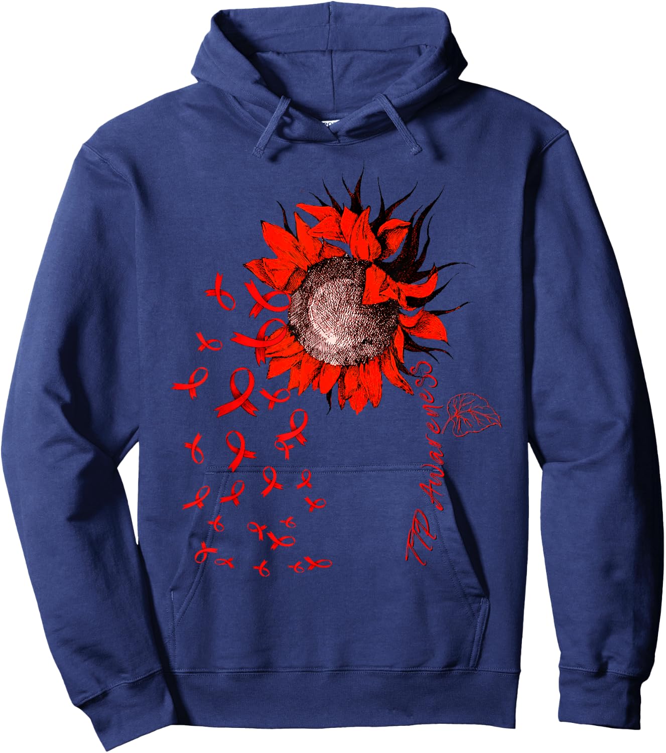 TTP Awareness Sunflower Red Ribbon Hoodie - Hoodie | Navy