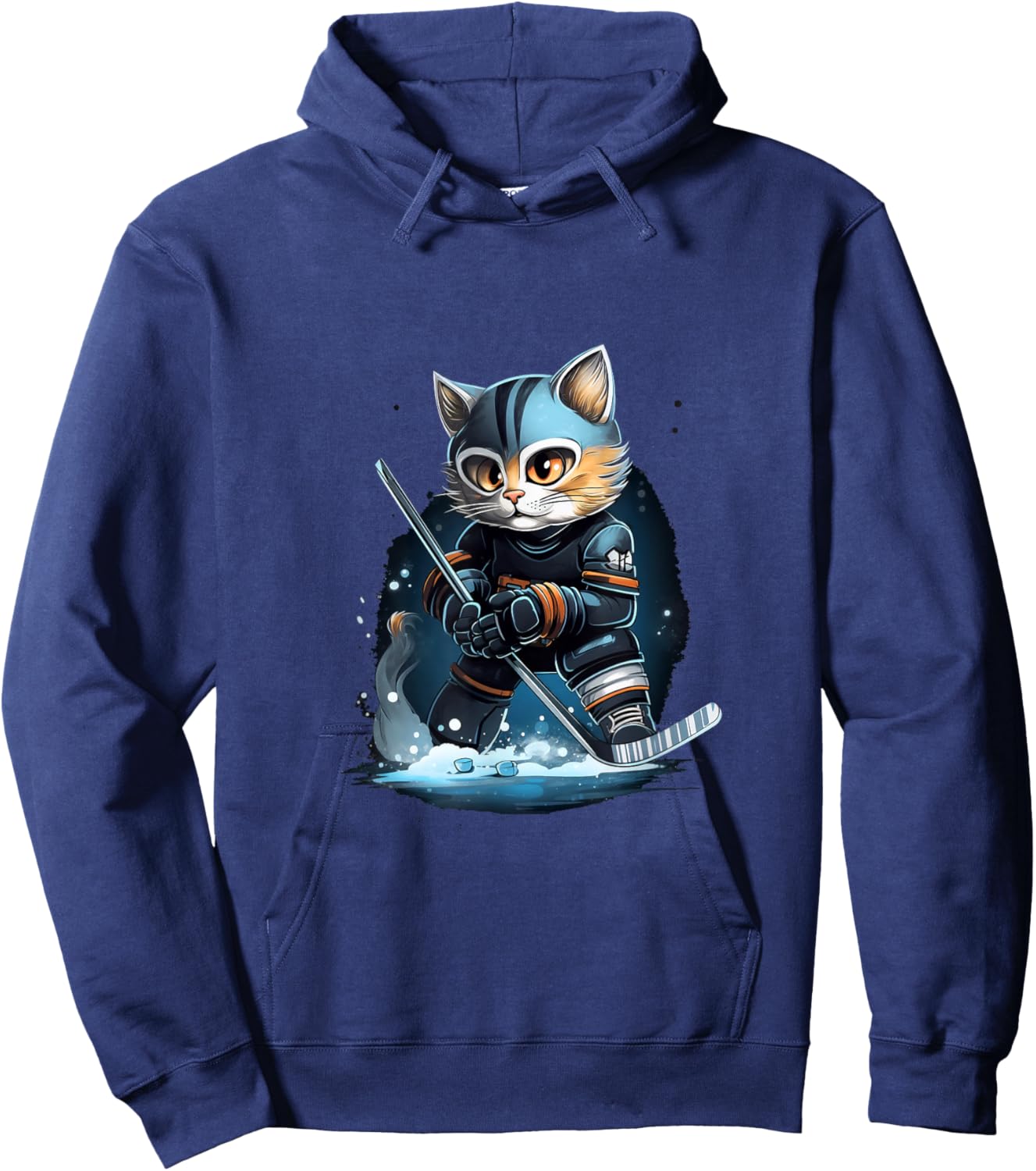 Cat Kitten Ice Hockey Stick Hockey Stick Hoodie - Hoodie | Navy