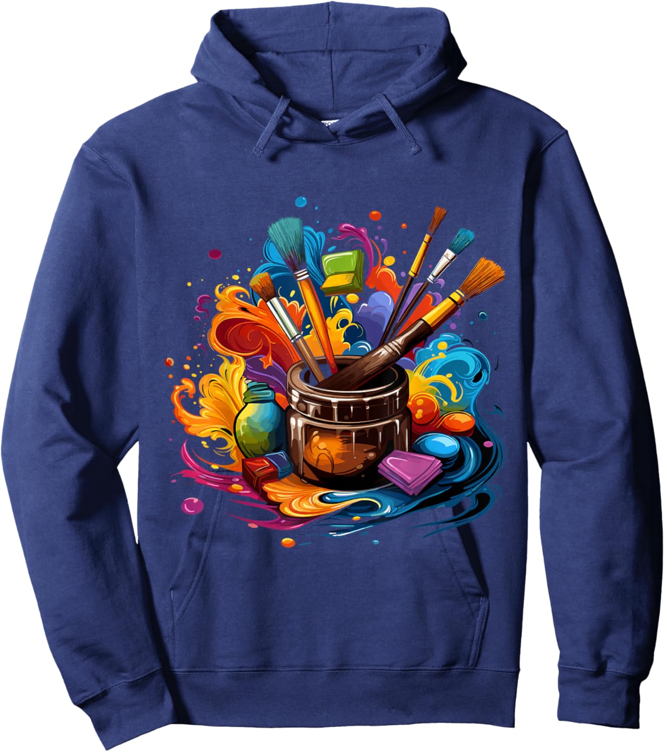 Artist Paint Palette And Brushes Art -Adults Black Art Hoodie - Hoodie | Navy