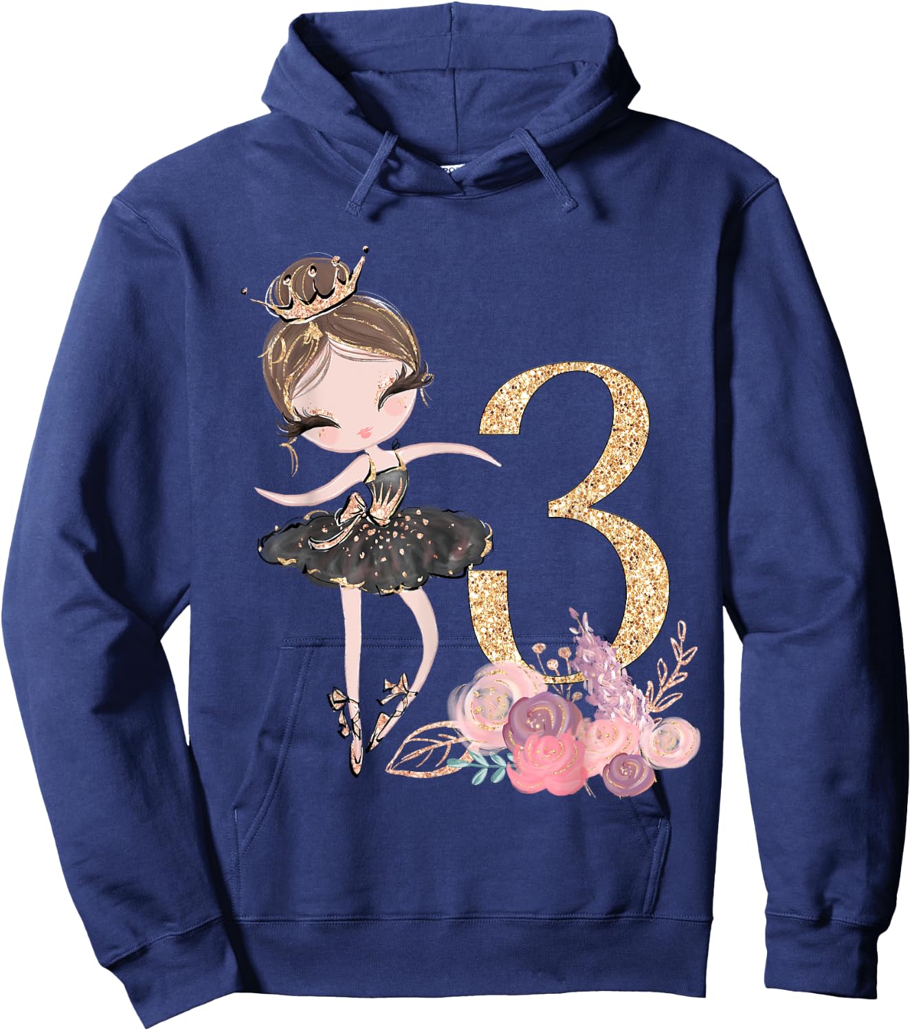 3rd Birthday Ballerina Dancer Ballet Tutu Toddler Girl Three Hoodie - Hoodie | Navy