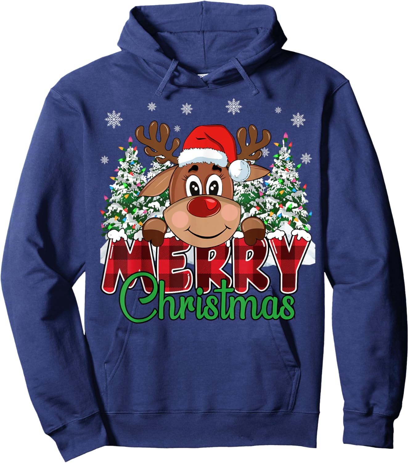 Funny Reindeer Xmas Family Merry Christmas Hoodie - Hoodie | Navy
