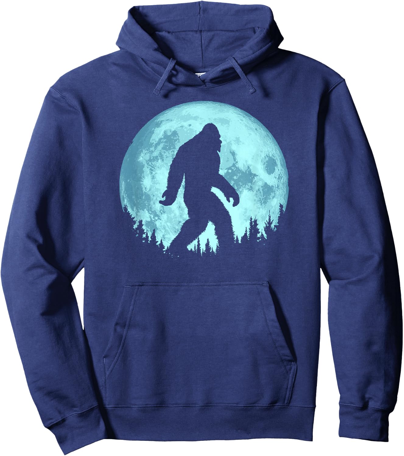 Bigfoot Night Minimalist Full Moon & Trees Sasquatch Hoodie - Hoodie | Navy