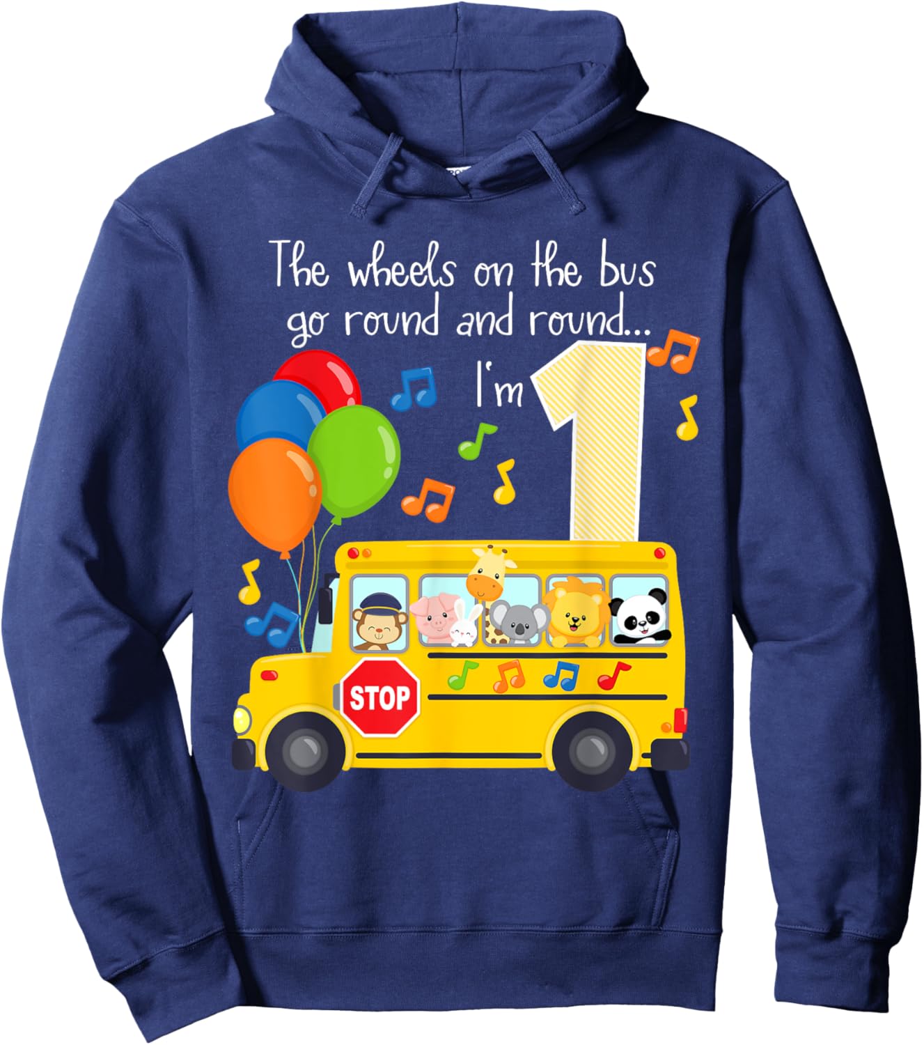 The Wheels On The Bus 1st Birthday 1 Yr Old Family Matching Hoodie - Hoodie | Navy