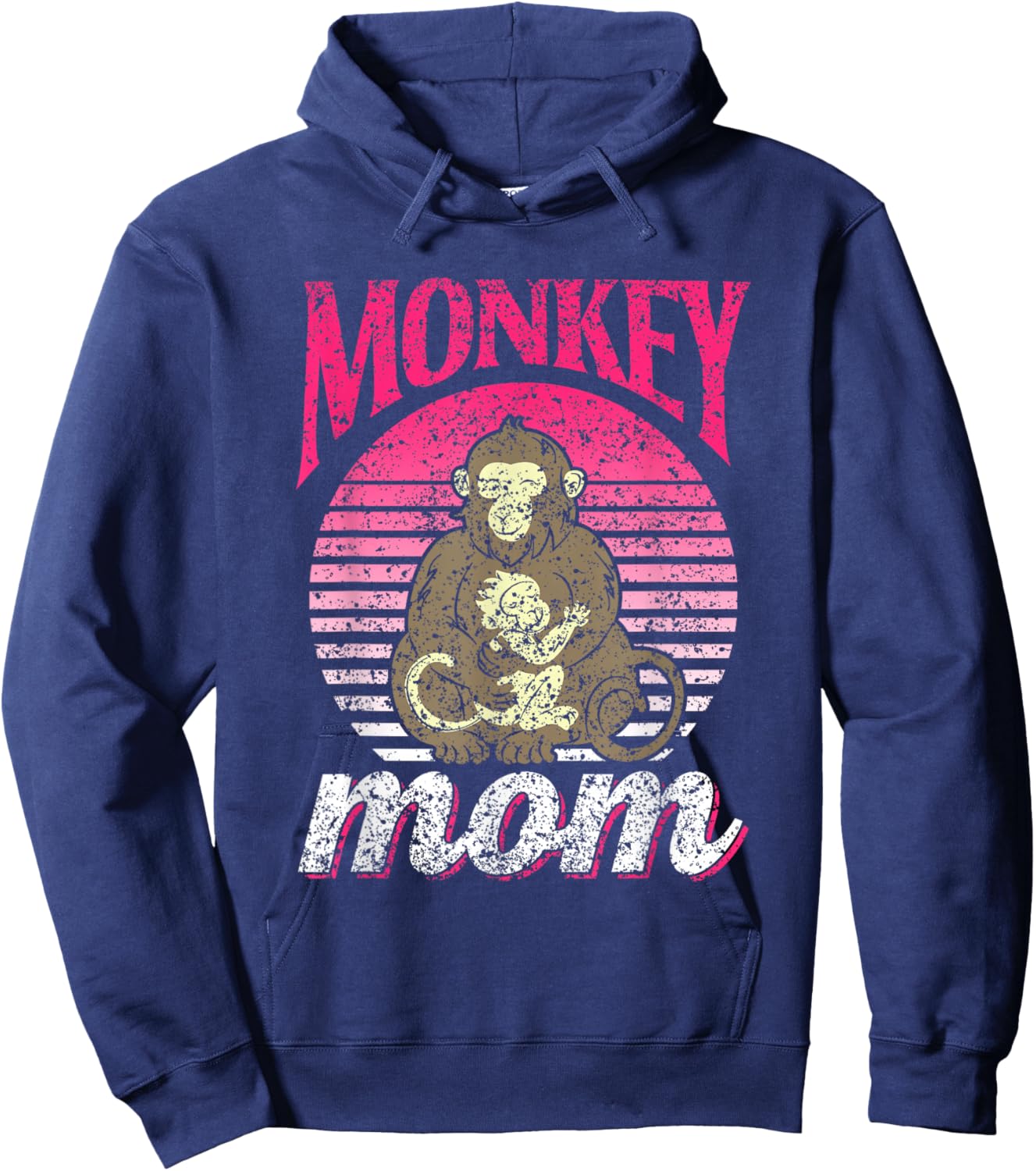 Monkey Mom Saying Monkeys Animal Lover Mother Mommy Mama Hoodie - Hoodie | Navy