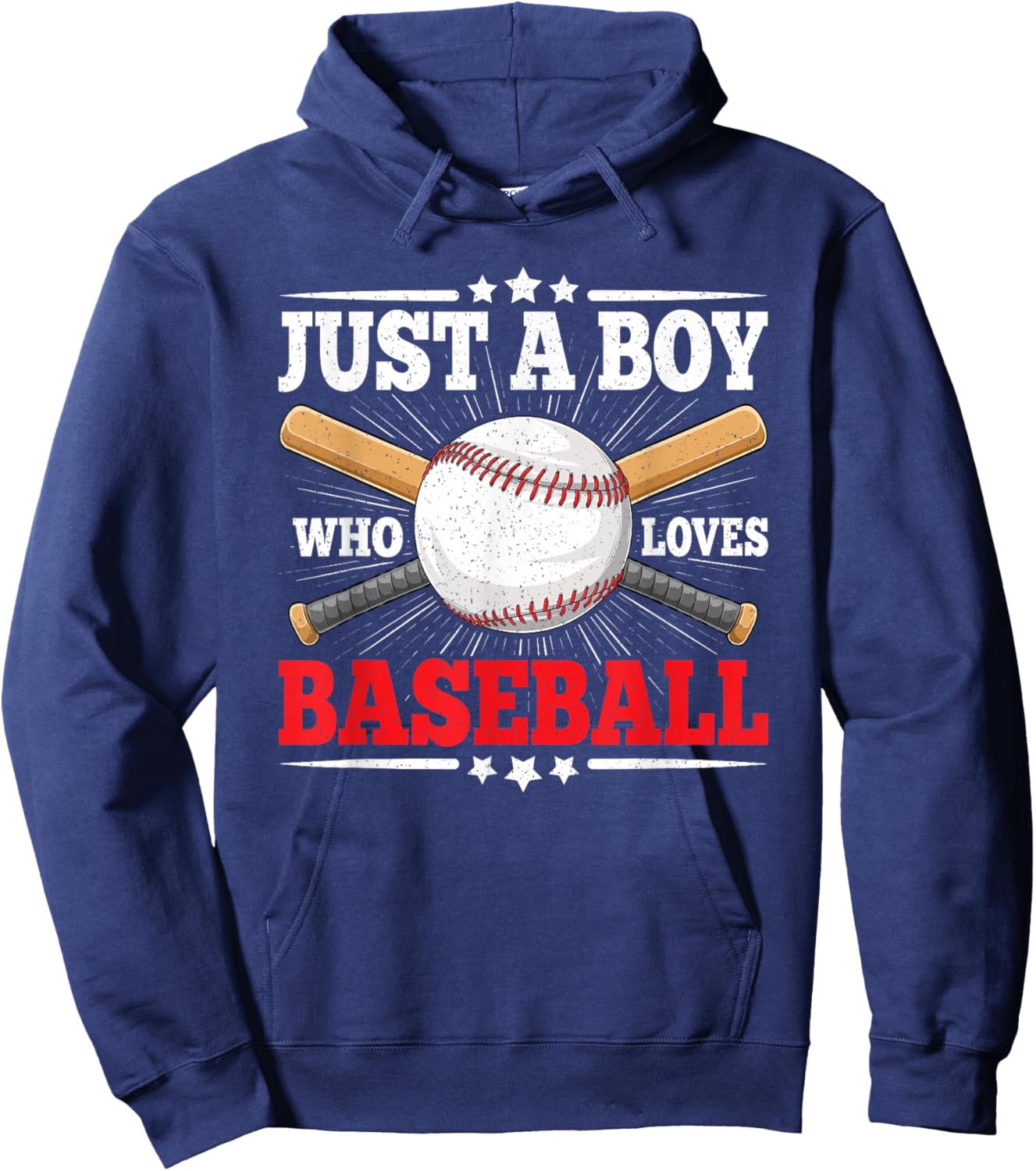 Just A Boy Who Loves Baseball Funny Baseball Player Kids Hoodie - Hoodie | Navy