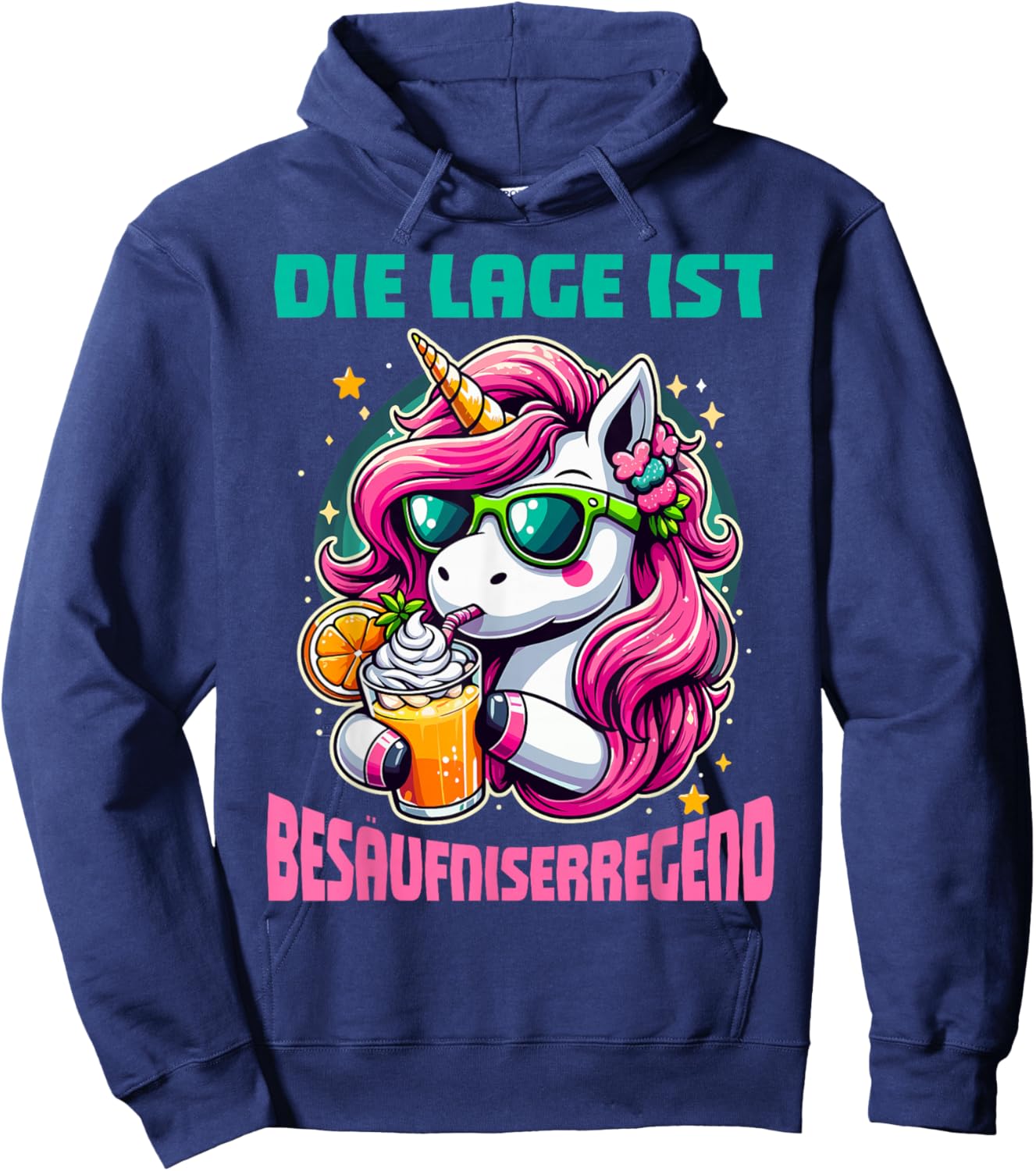 Die Lage Ist Besäufniserregend Party Humor Einhorn Trinker Hoodie - Hoodie | Navy