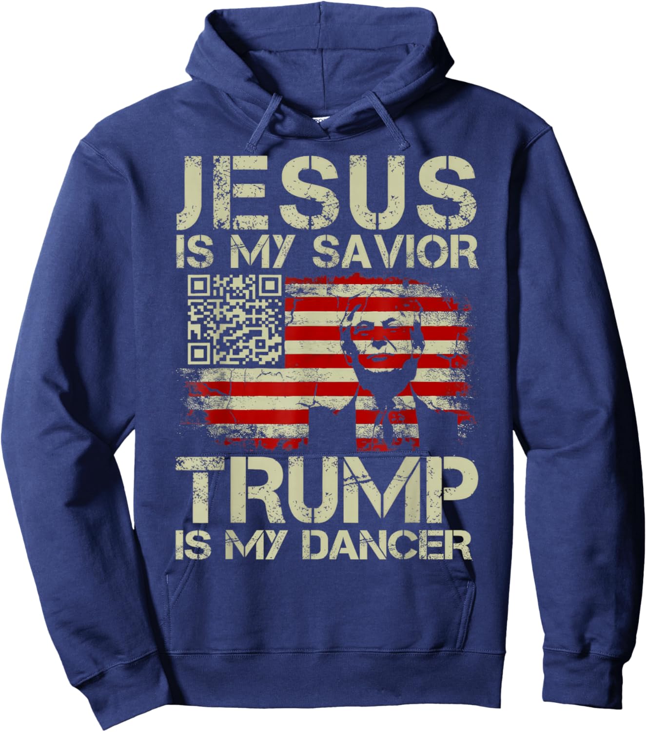 Jesus Is My Savior Trump Is My Dancer QR Trump Dancing Code Hoodie - Hoodie | Navy