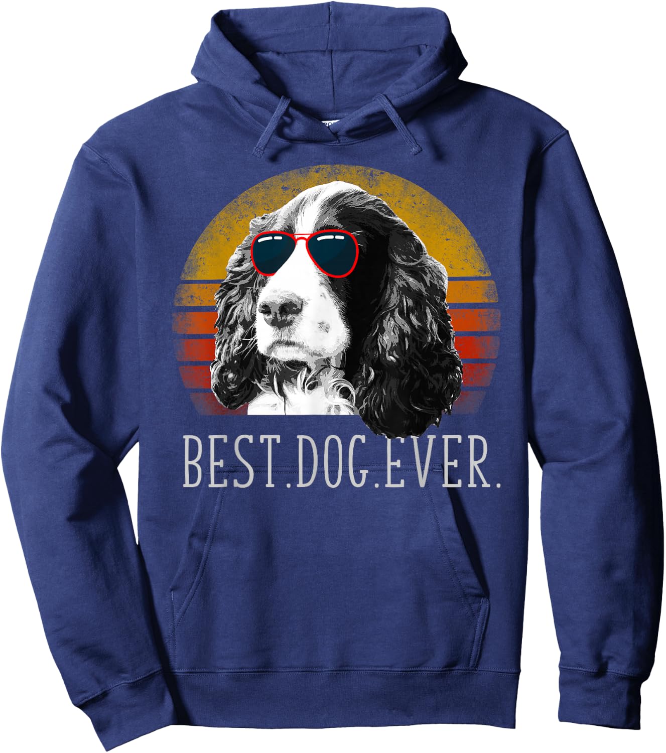 English Springer Spaniel Shirt Retro Best Dog Lover Ever Hoodie - Hoodie | Navy