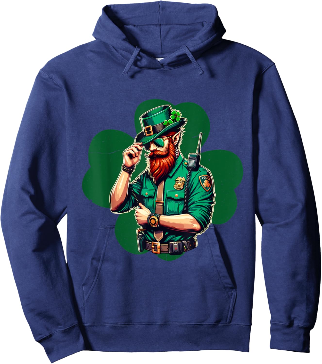 Police Officer St Patricks Day Irish Shamrock Lucky Cop Hoodie - Hoodie | Navy