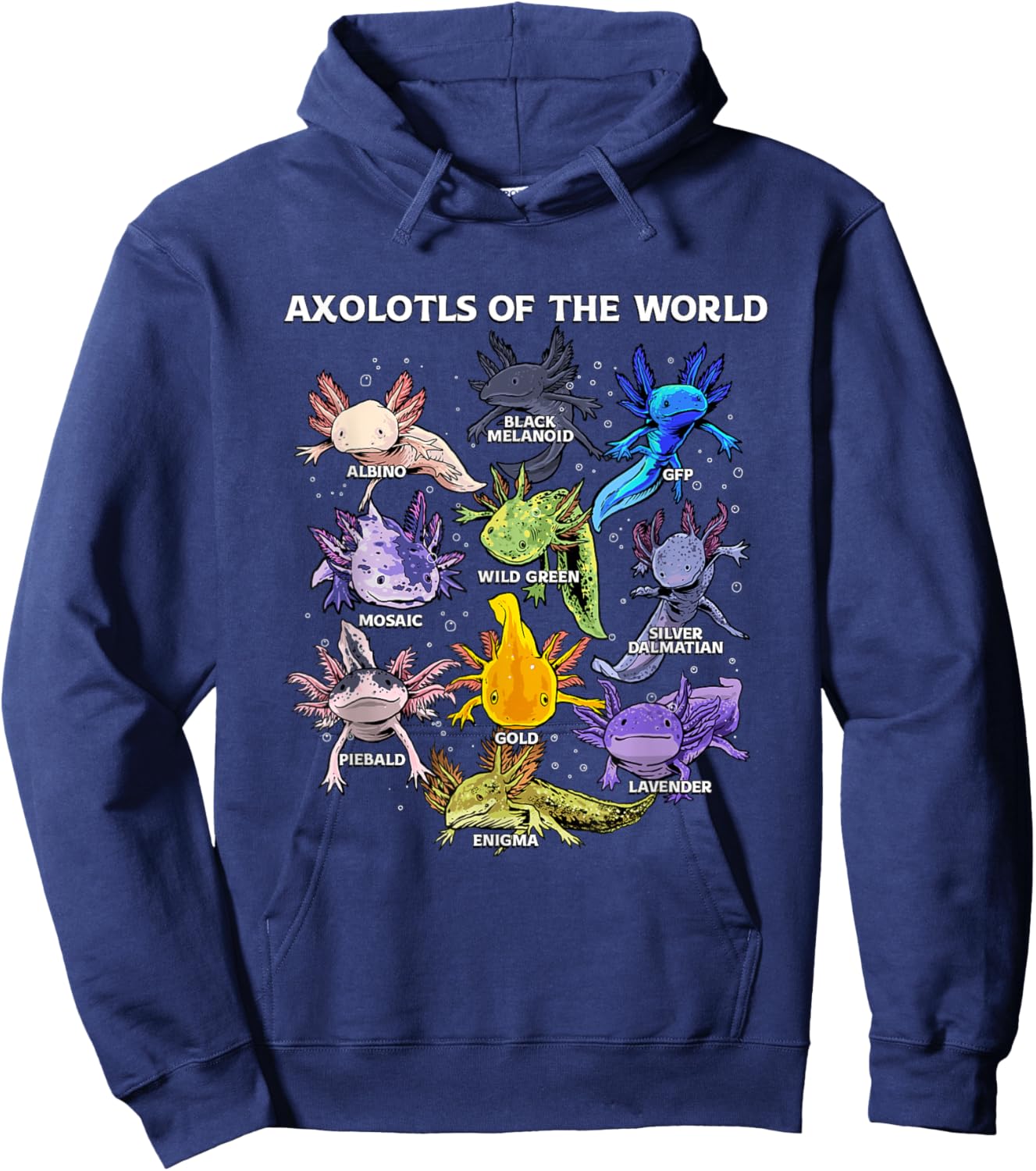 Axolotl Cute Axolotls Animals of the World Herpetology Hoodie - Hoodie | Navy