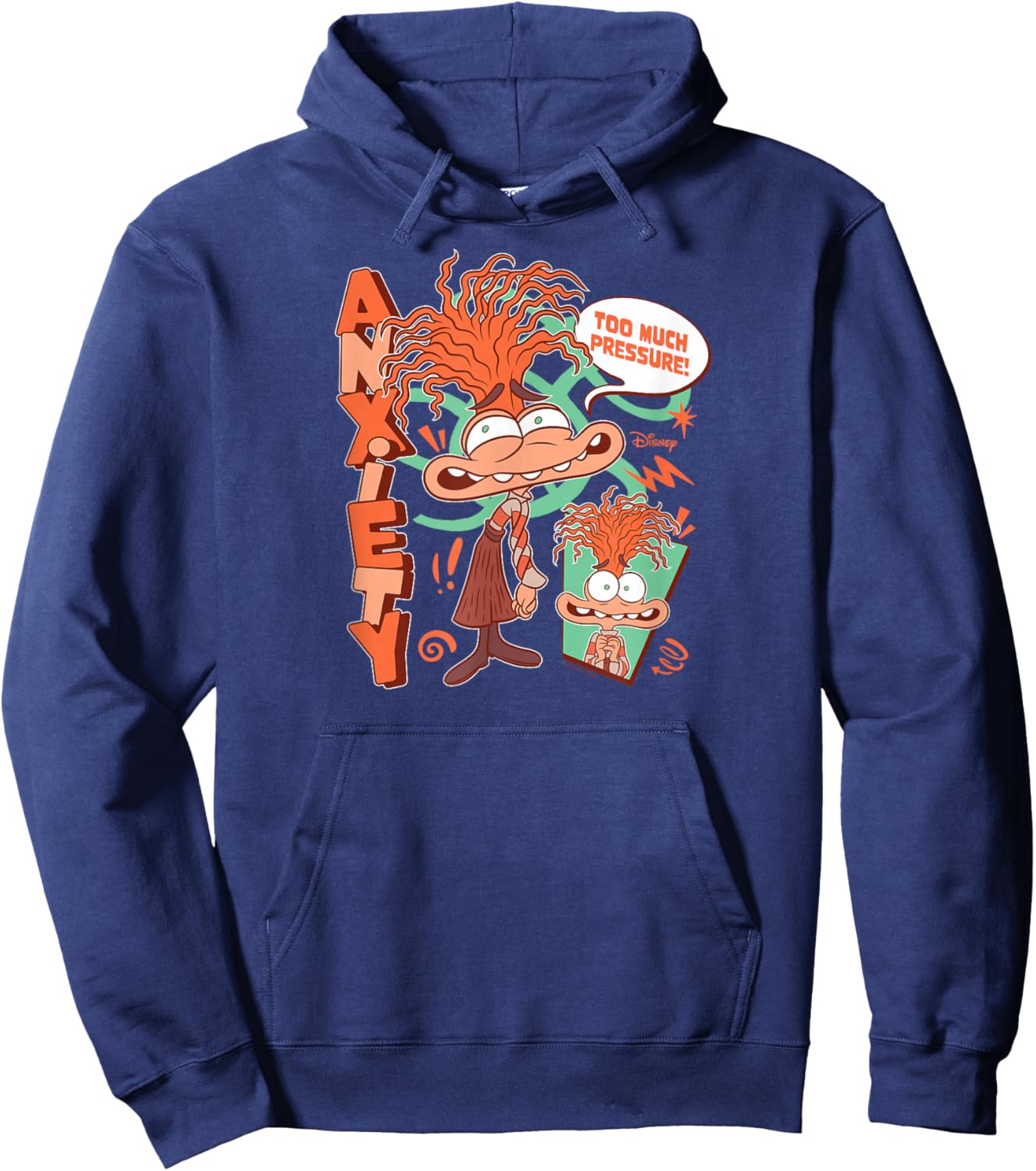 Inside Out 2 - Anxiety Character Too Much Pressure Hoodie - Hoodie | Navy
