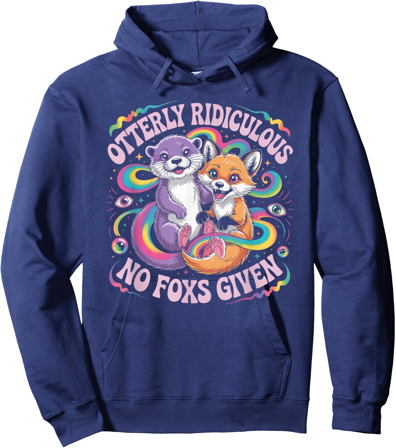 Otterly Ridiculous No Foxs Given Funny Retro Animal Pun Hoodie - Hoodie | Navy