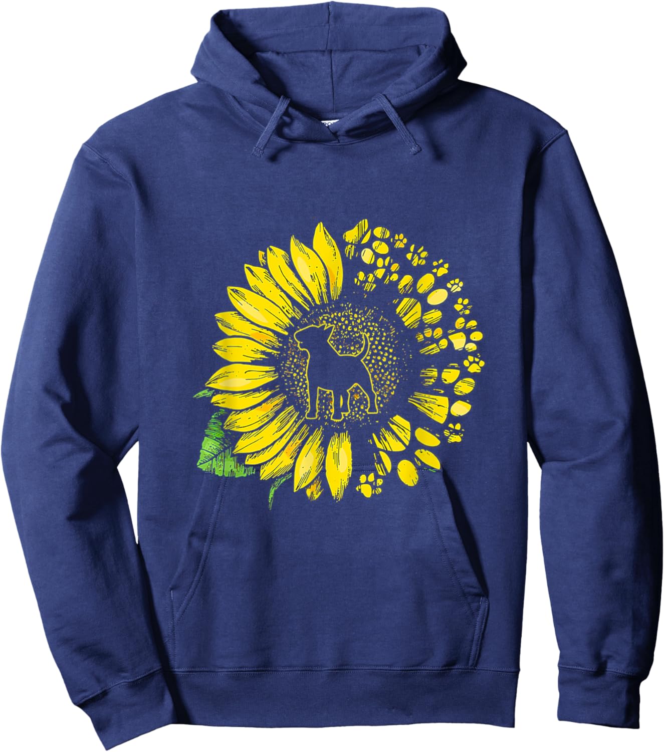 Bull Terrier Sunflower With Paws Cute Dog Lover Mothers Day Women Hoodie - Hoodie | Navy