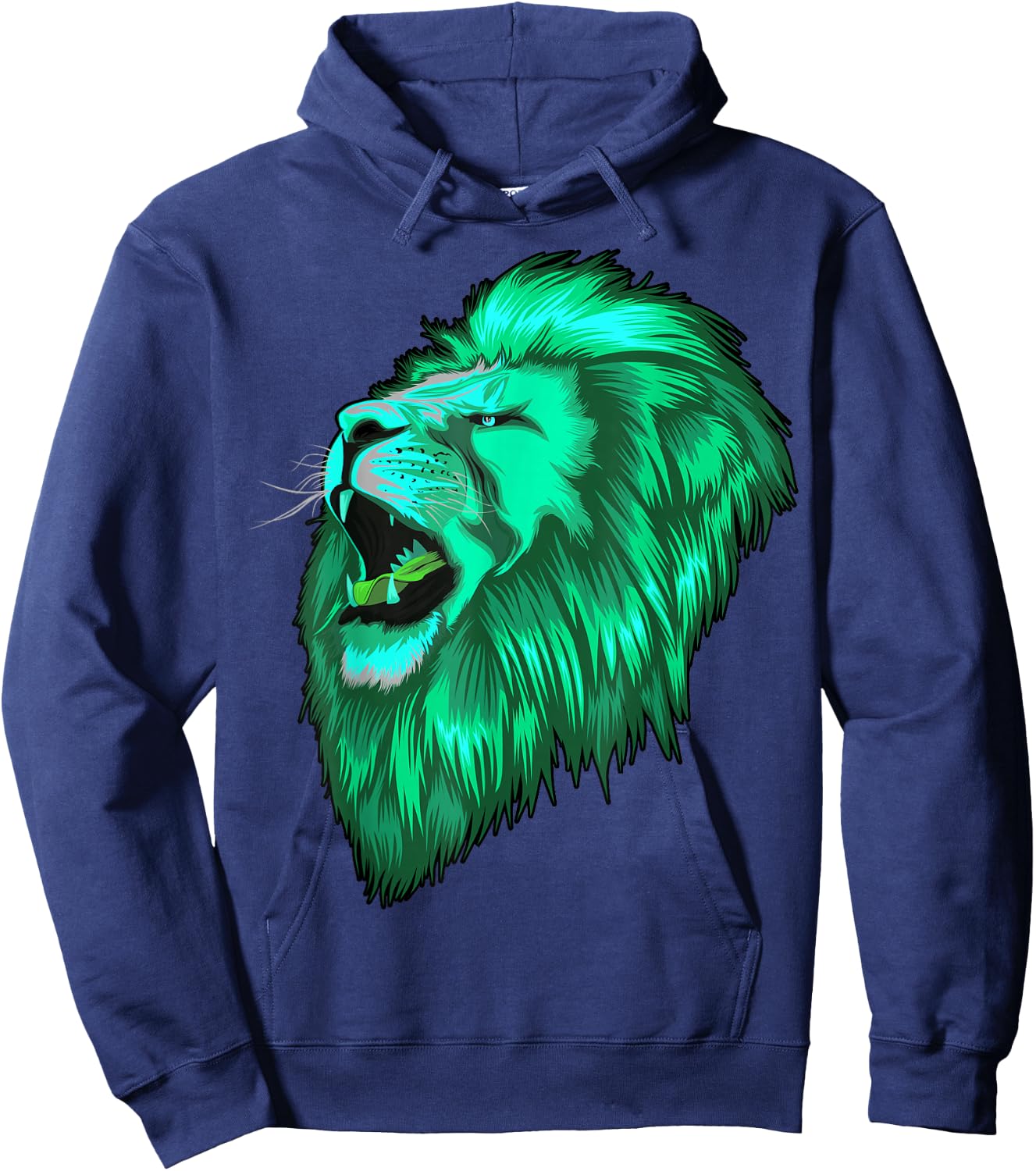 Green Mint Lion Head Lion King of Animals Cats Hoodie - Hoodie | Navy