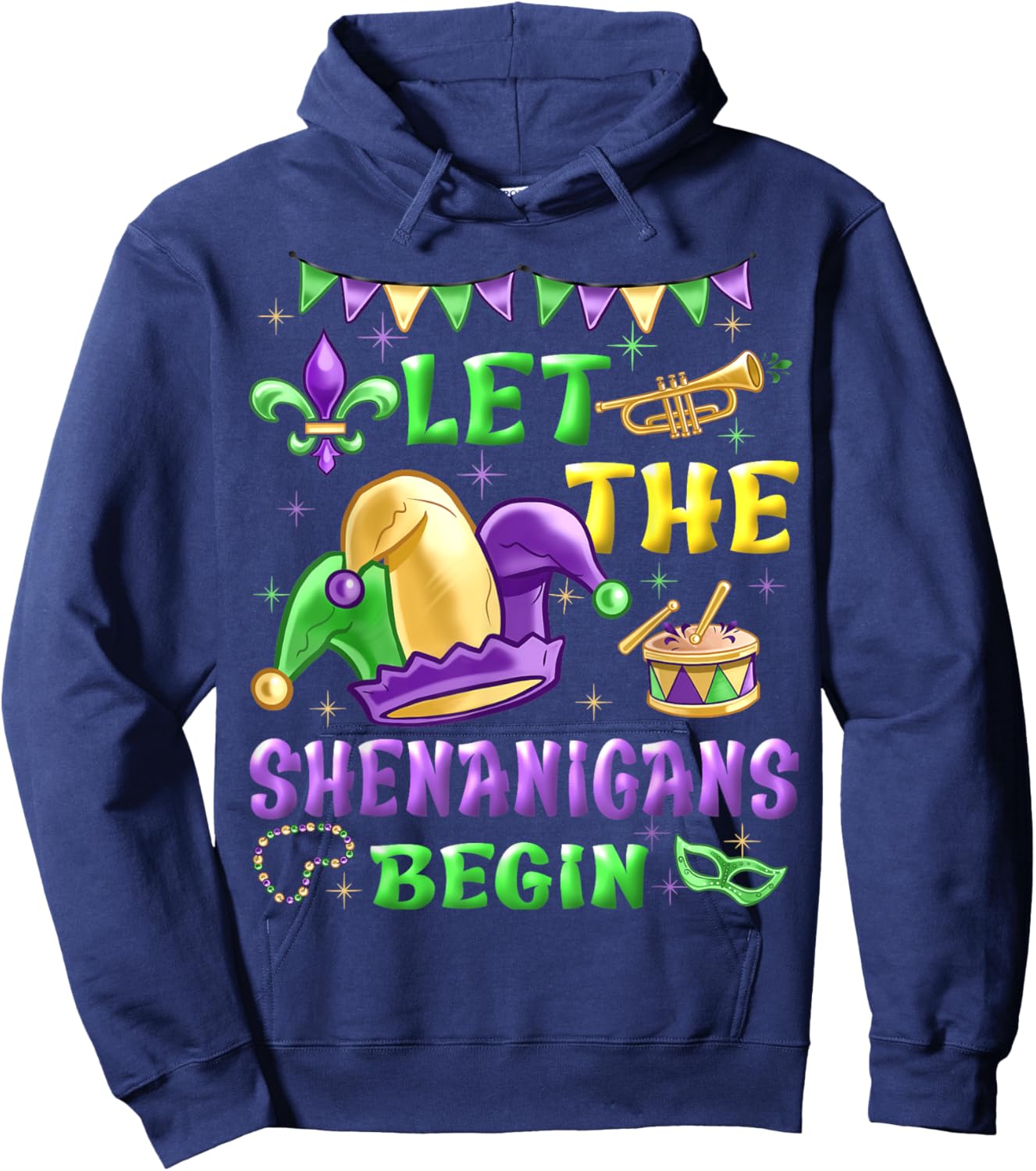 Let The Shenanigans Begin Mardi Gras Women Men Kids Funny Hoodie - Hoodie | Navy