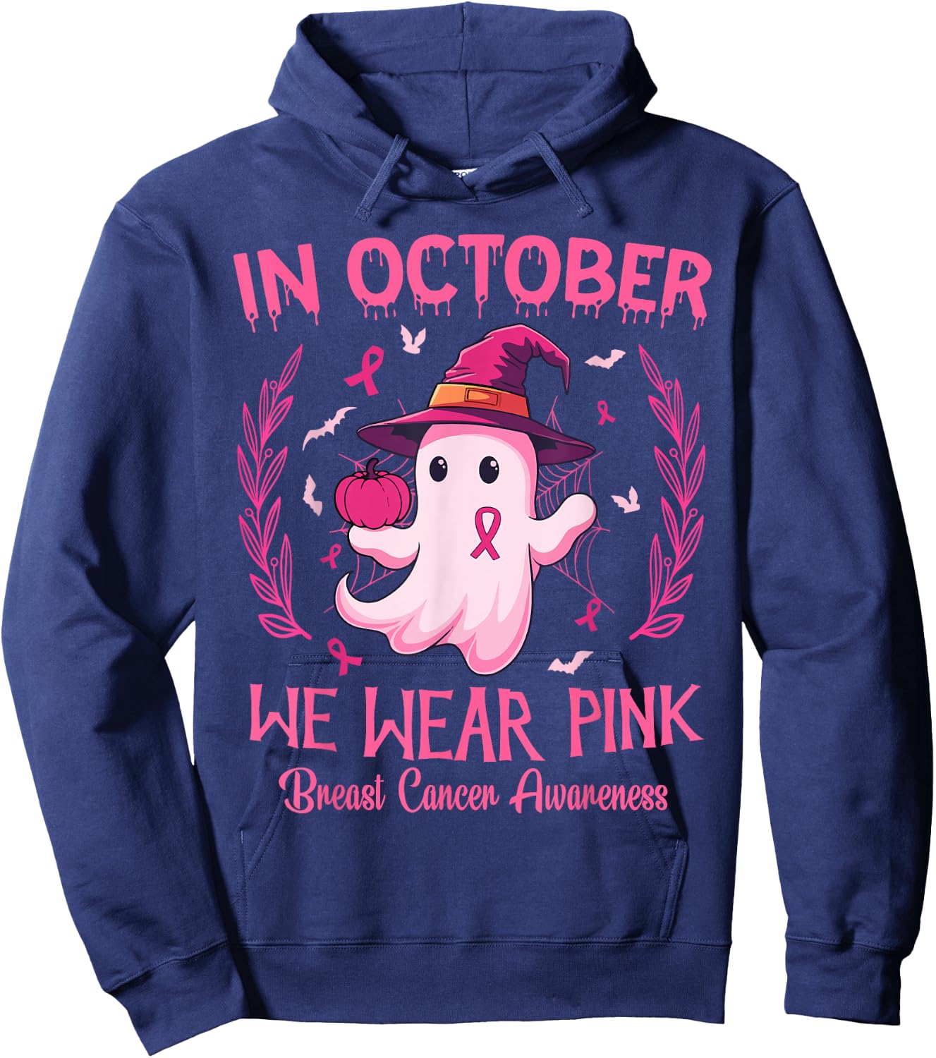 In October We Wear Pink Breast Cancer Awareness Women Hoodie - Hoodie | Navy