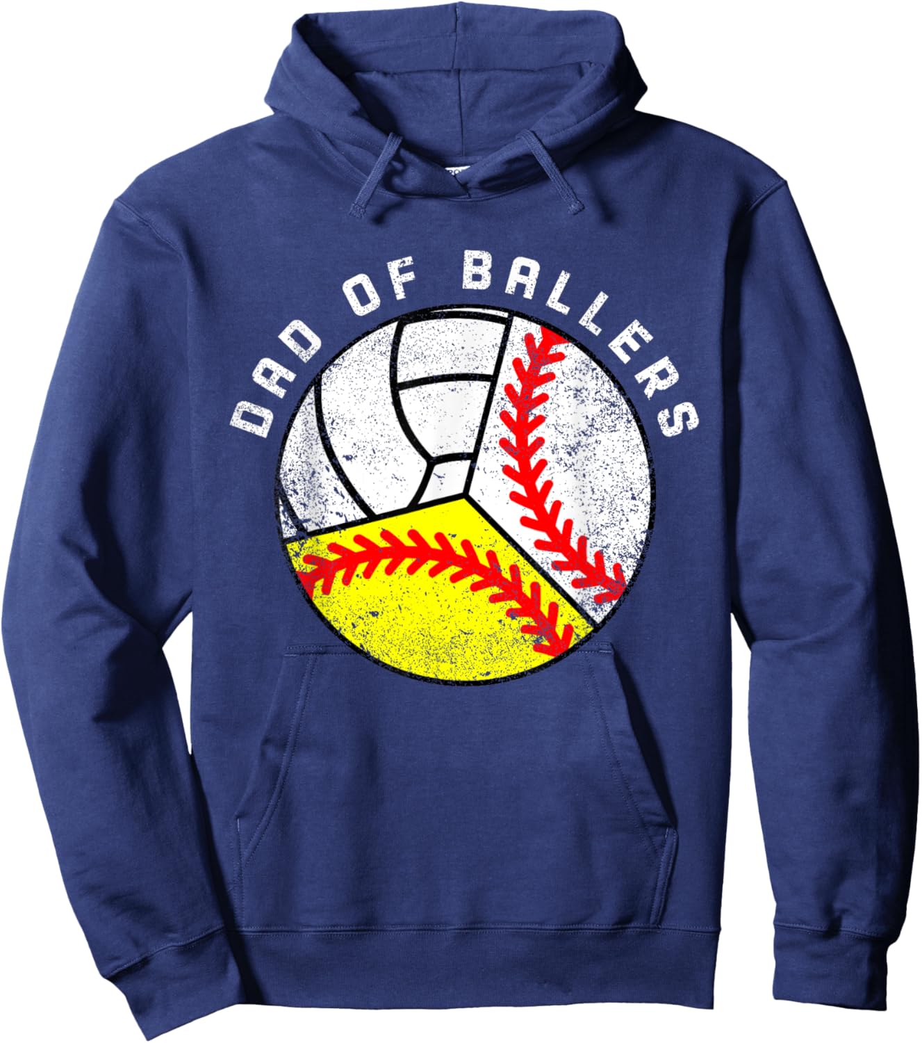 Dad Of Ballers Funny Baseball Softball Volleyball Dad Hoodie - Hoodie | Navy