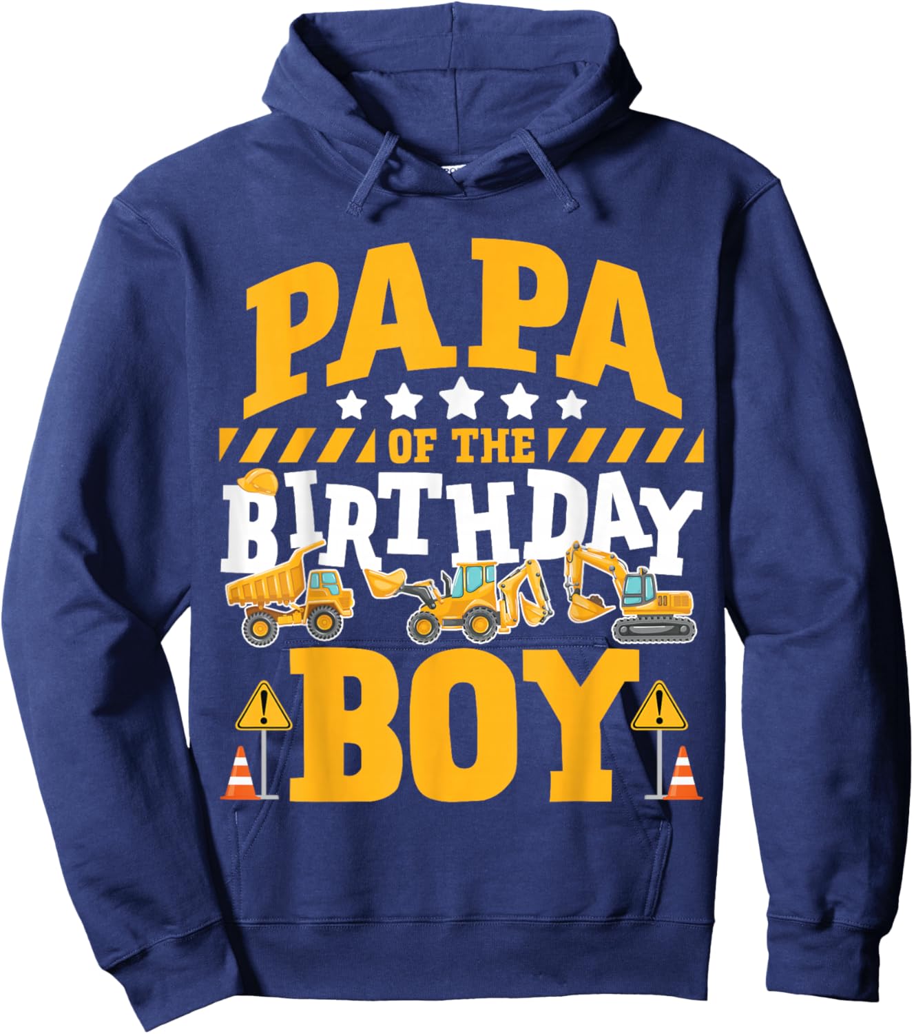 Papa of the Birthday Boy Excavator Construction Truck Hoodie - Hoodie | Navy