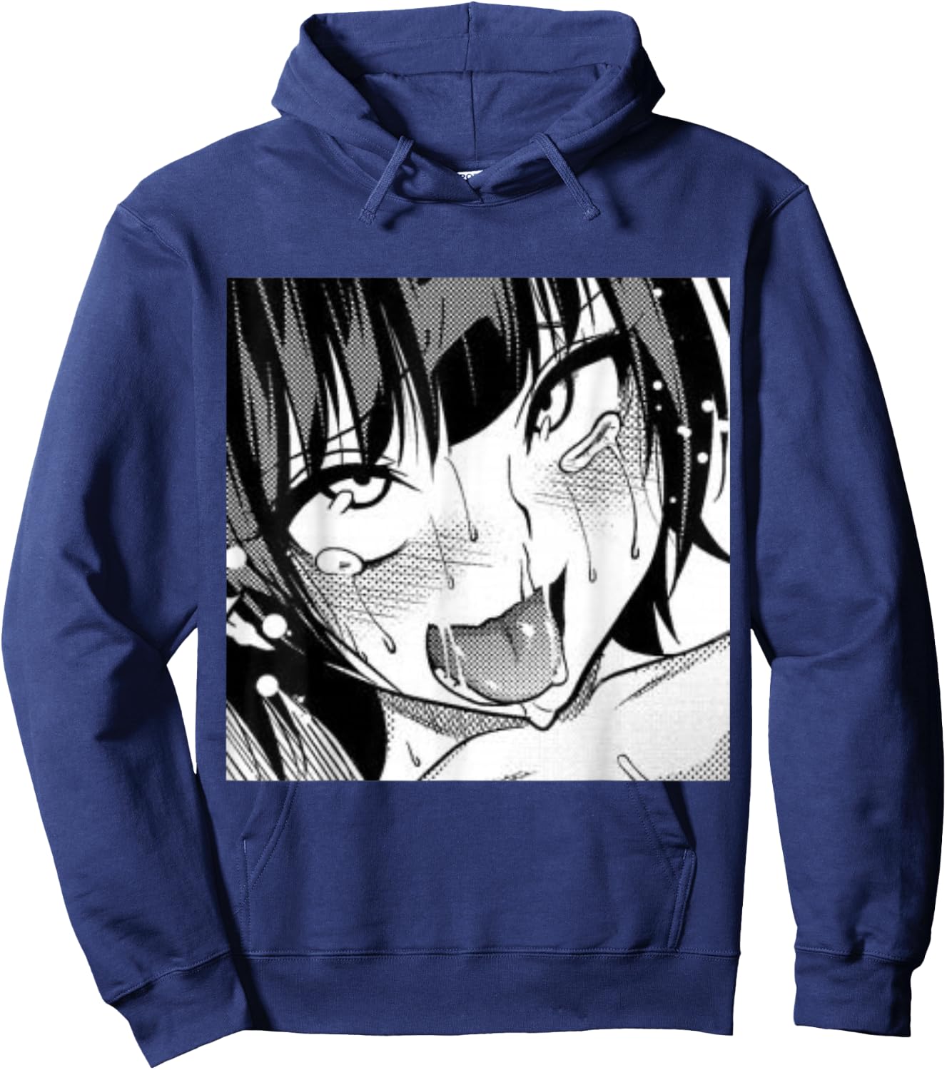 Ahegao Anime Girl with Tongue and Hands Out Weeb Hoodie - Hoodie | Navy