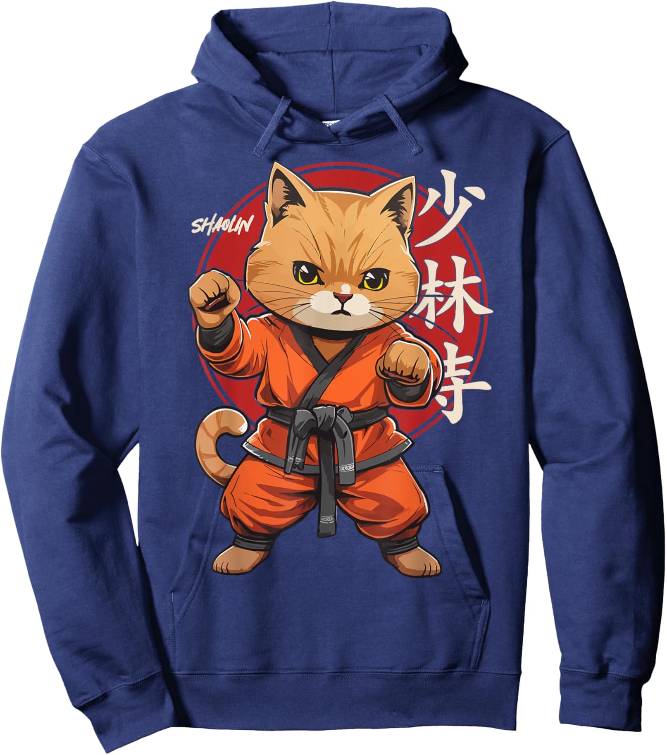Shaolin Monk Retro Cat Martial Arts Kung Fu Shaolin Cat Women Girls Kids Hoodie - Hoodie | Navy