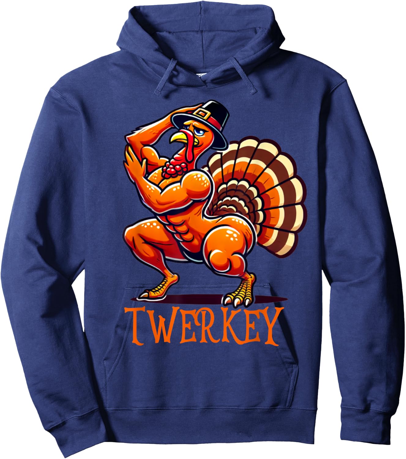 Twerkey Twerk Twerking Funny Dancing Turkey Thanksgiving Hoodie - Hoodie | Navy