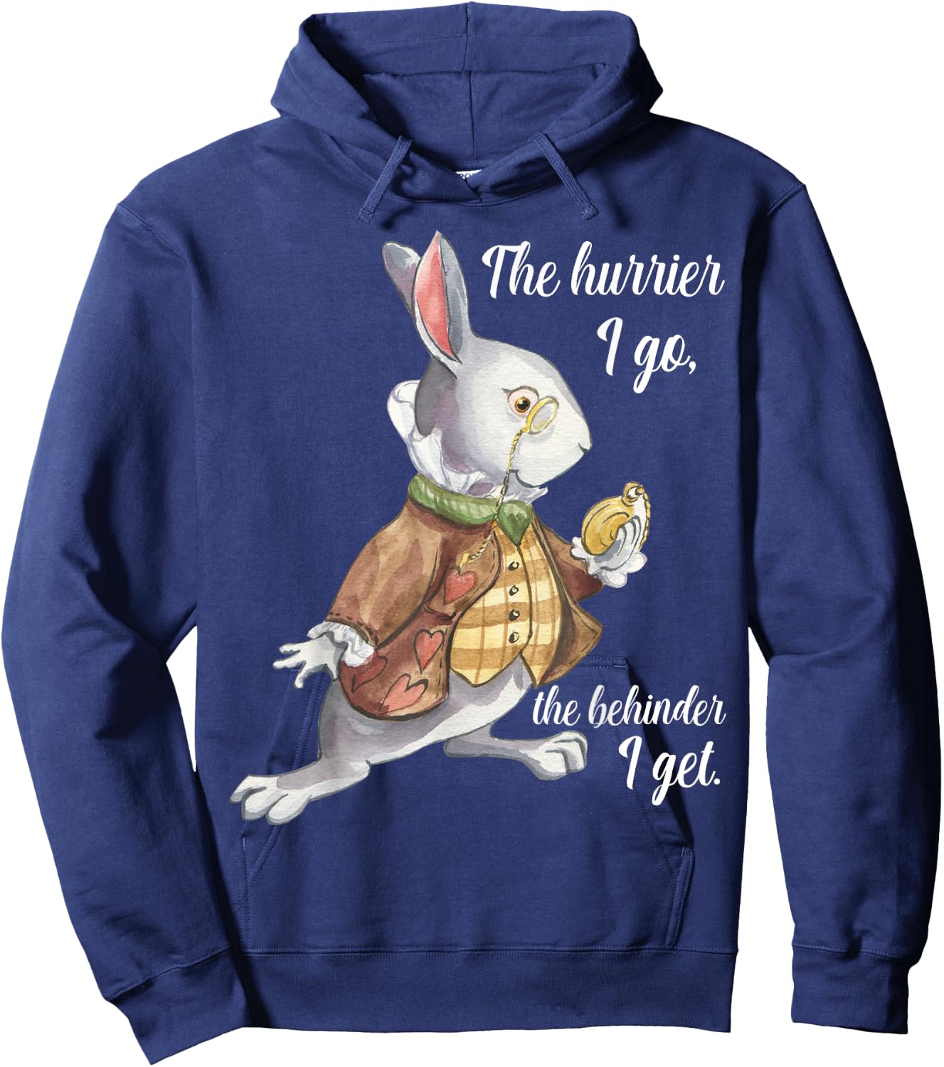 Alice in Wonderland White Rabbit Running Late Hurrying Hoodie - Hoodie | Navy