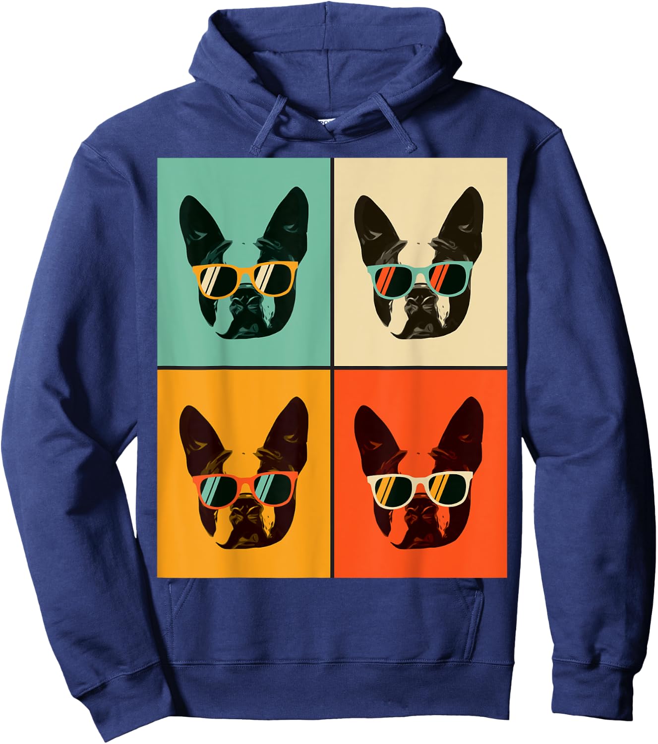 Bostie Dog Lover Gift Funny Boston Terrier With Sunglasses Women Girls Kids Hoodie - Hoodie | Navy
