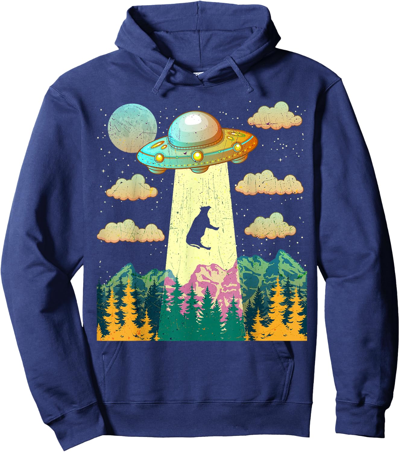 Cow UFO Abduction Vintage BELIEVE Retro Gift Hoodie - Hoodie | Navy