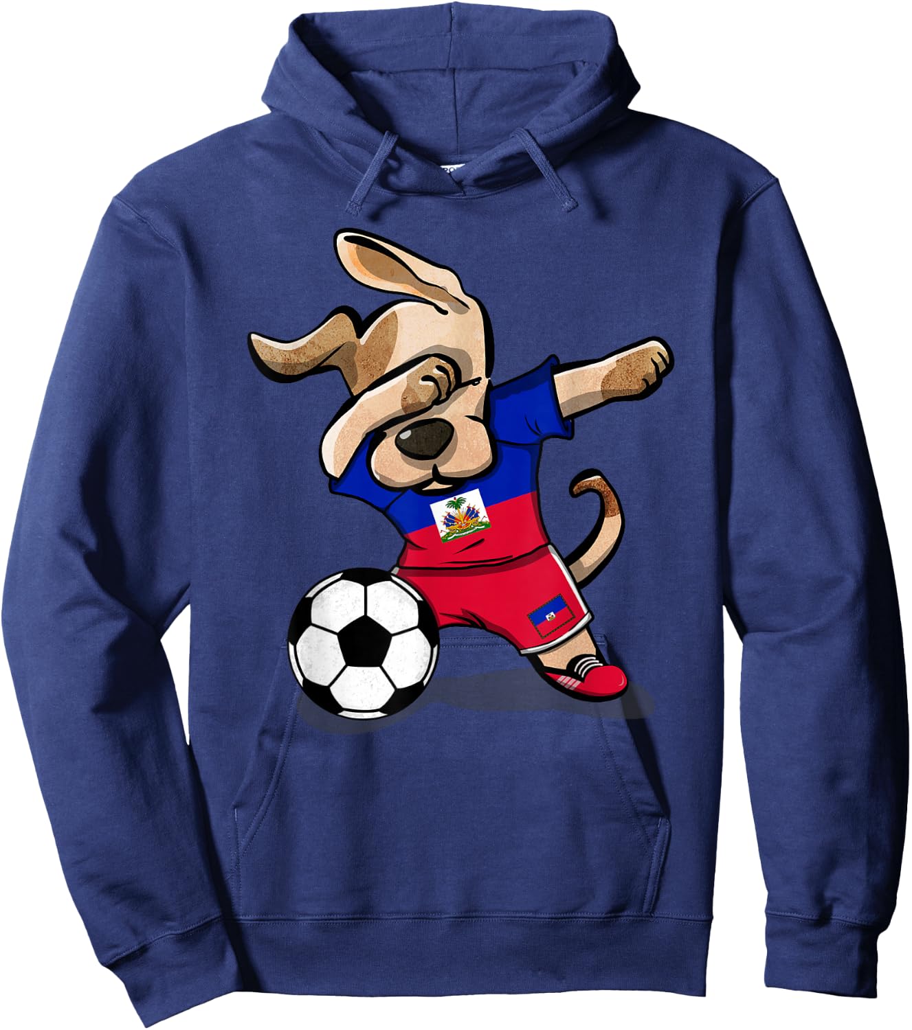 Dabbing Dog Haiti Soccer Jersey Haitian Football Lover Gift Women Girls Kids Hoodie - Hoodie | Navy