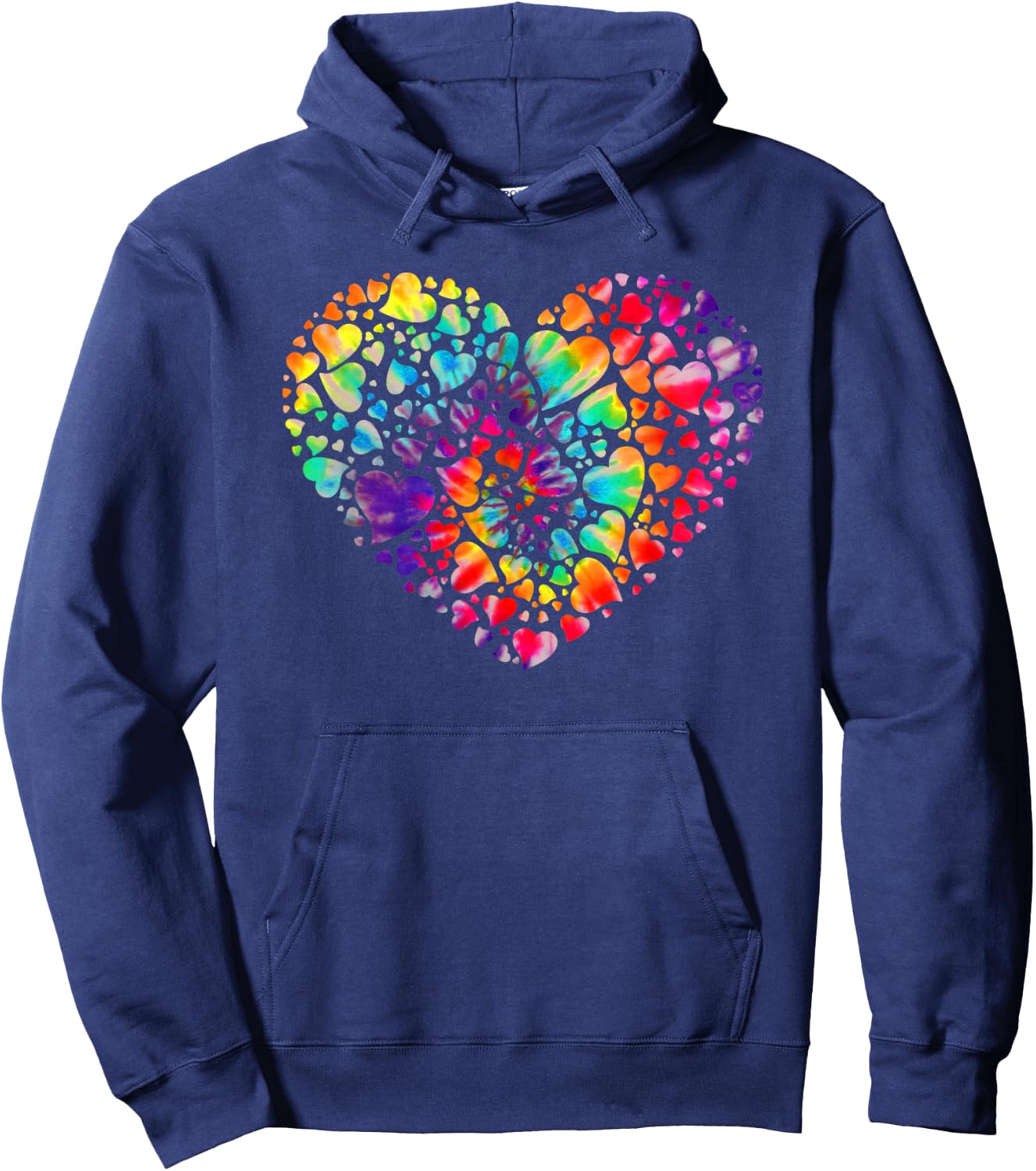 Colorful Tye Dye Die Tie Heart Valentine's Day Gift Hoodie - Hoodie | Navy