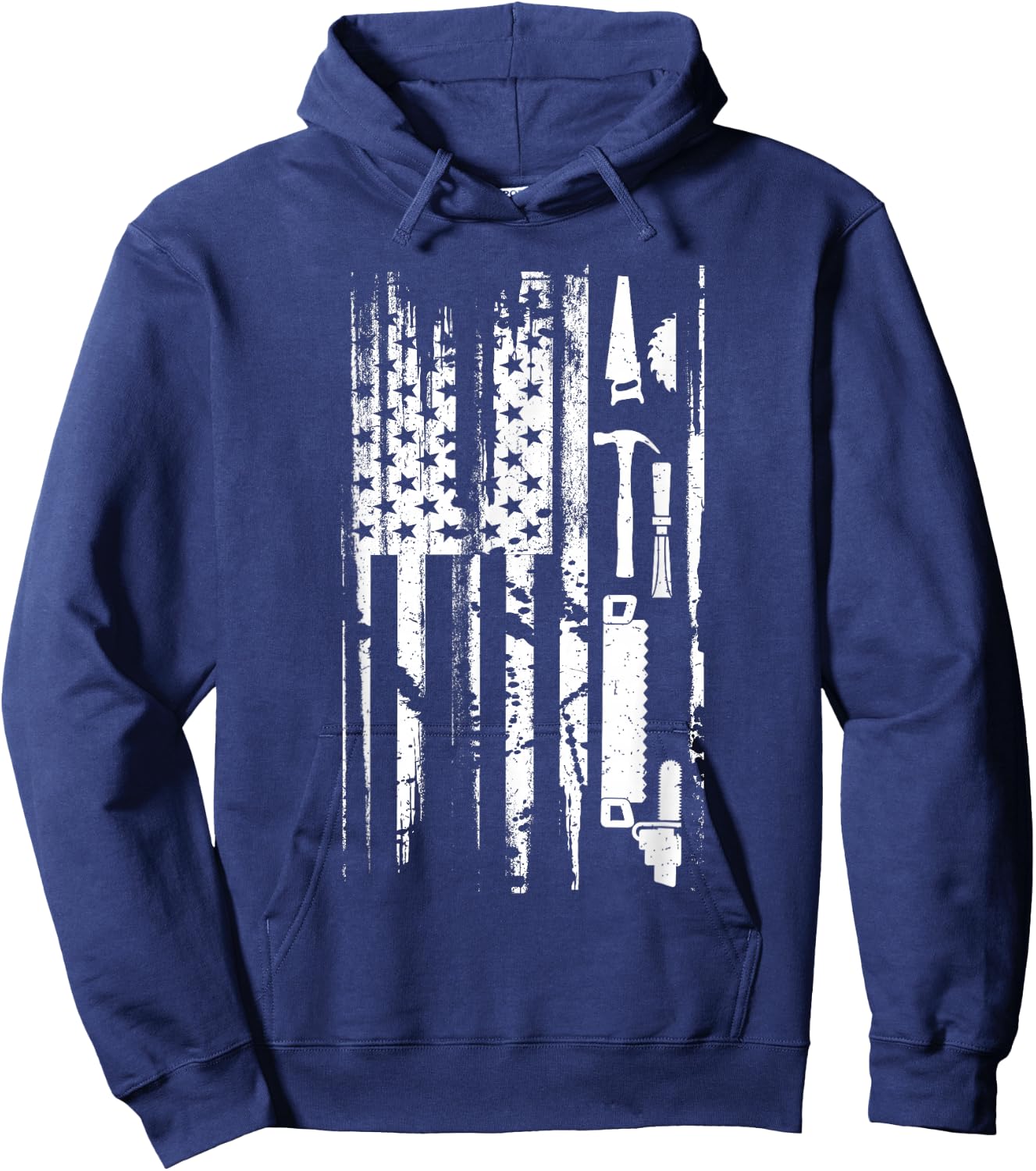 American Flag Woodworking Gift Carpenter Wood Working Small Hoodie - Hoodie | Navy