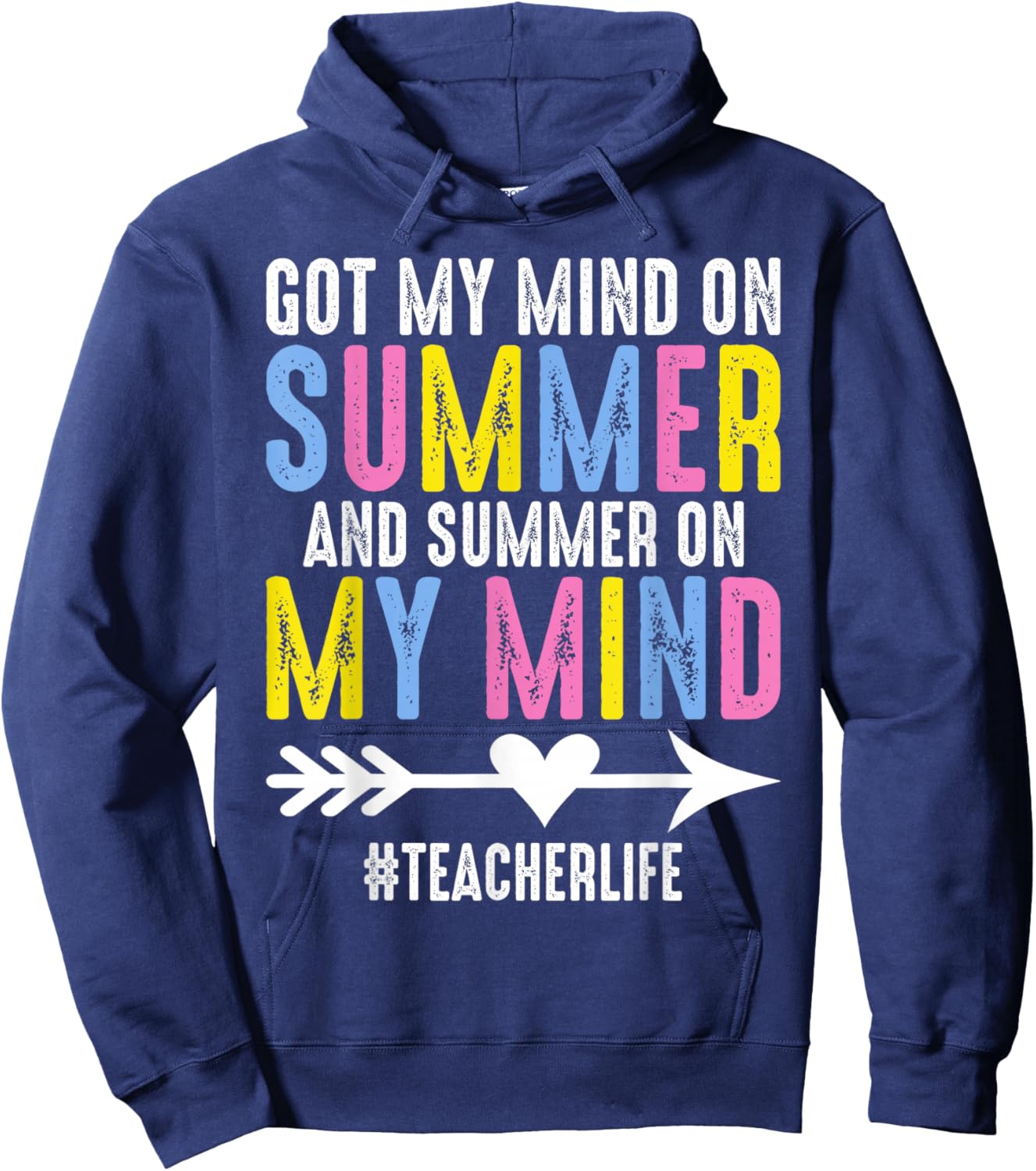 Got My Mind On Summer Teacher Life Funny Summer Teacher Hoodie - Hoodie | Navy