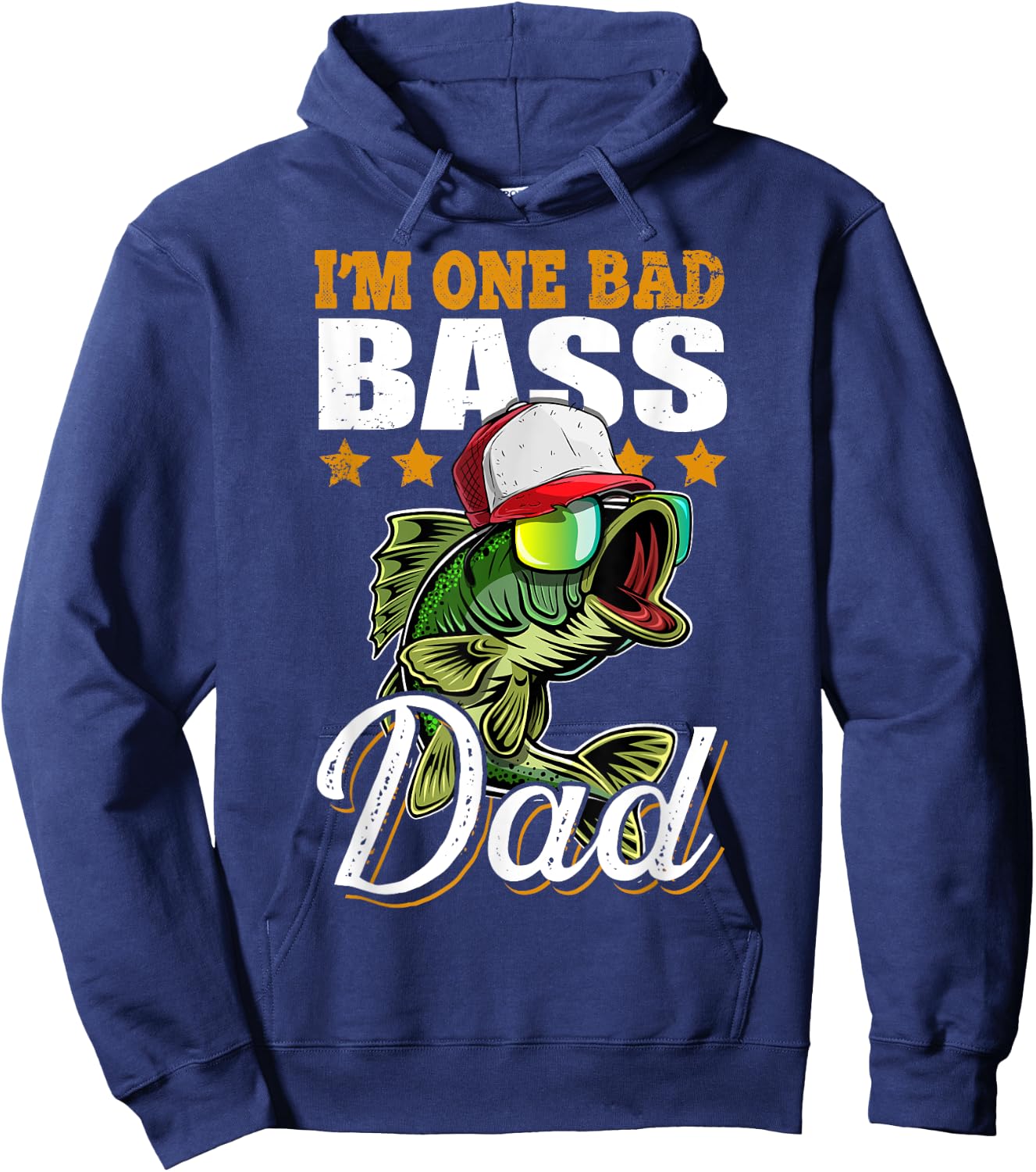 I'm One Bad Bass Dad Funny Bass Fishing Father's Day Gift Hoodie - Hoodie | Navy