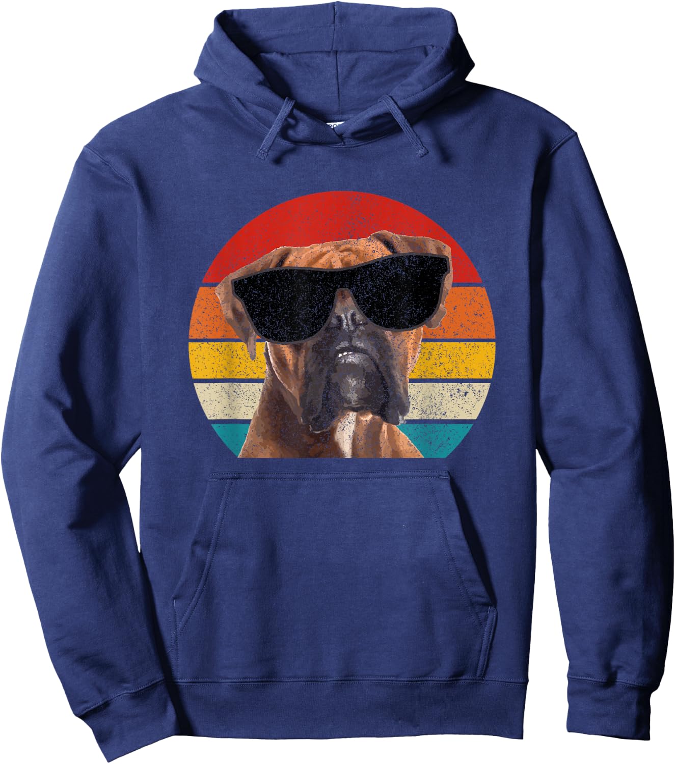 Boxer Dog Sunglasses Vintage Funny Dog Men Women Kids Hoodie - Hoodie | Navy