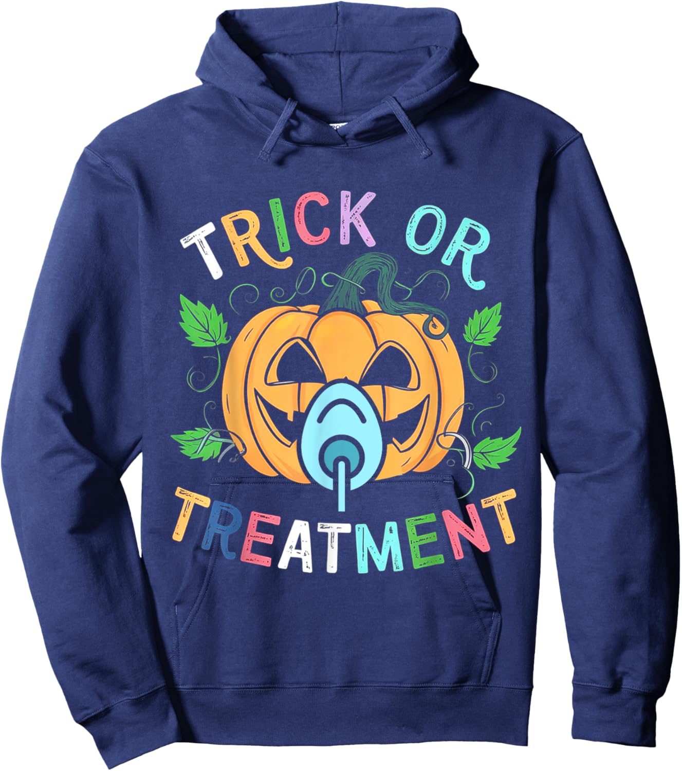 Trick Or Treatment OT Respiratory Therapist Halloween 2025 Hoodie - Hoodie | Navy