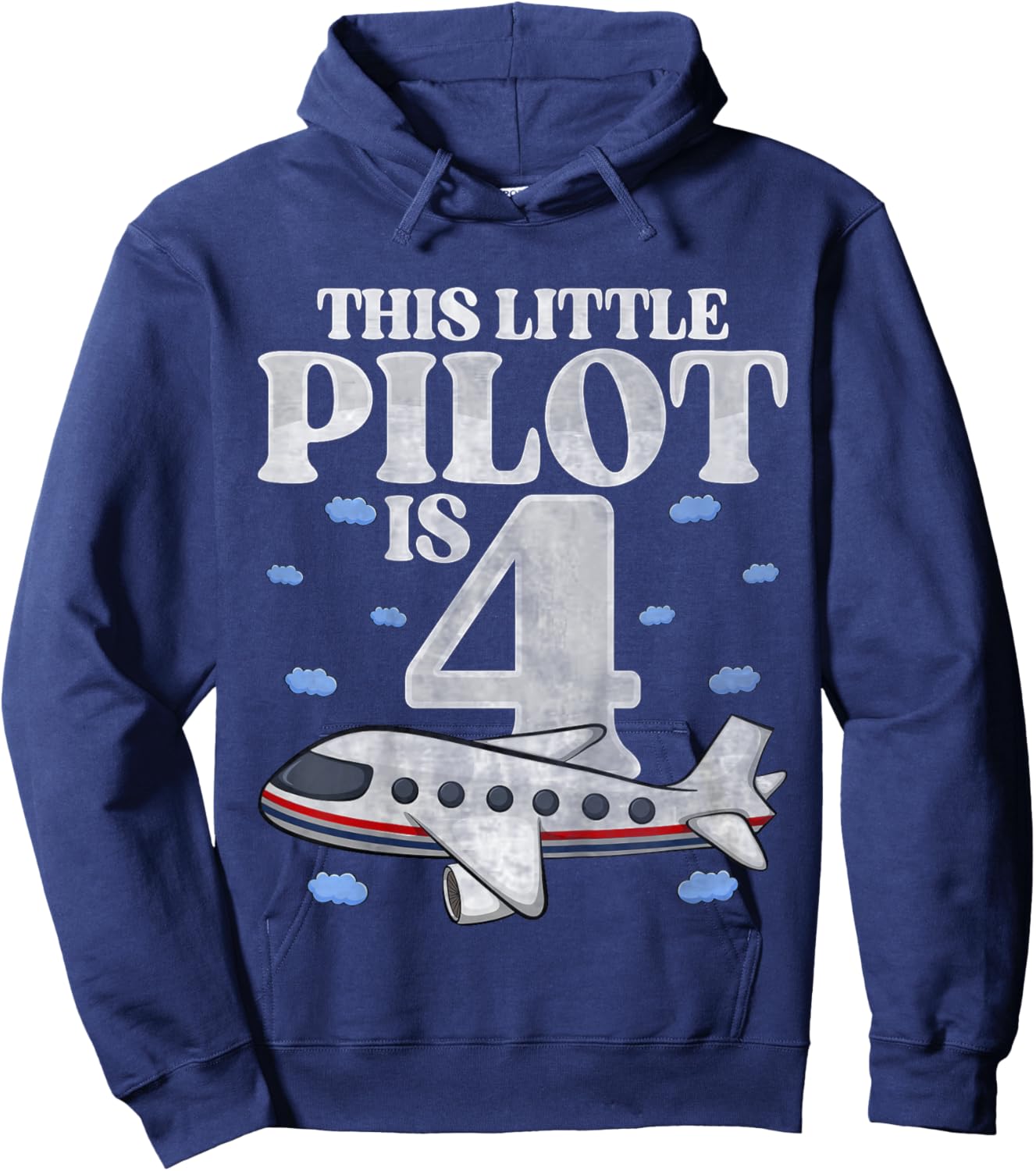 Kids This Little Pilot Is 4 Airplane Four Years Old 4th Birthday Hoodie - Hoodie | Navy
