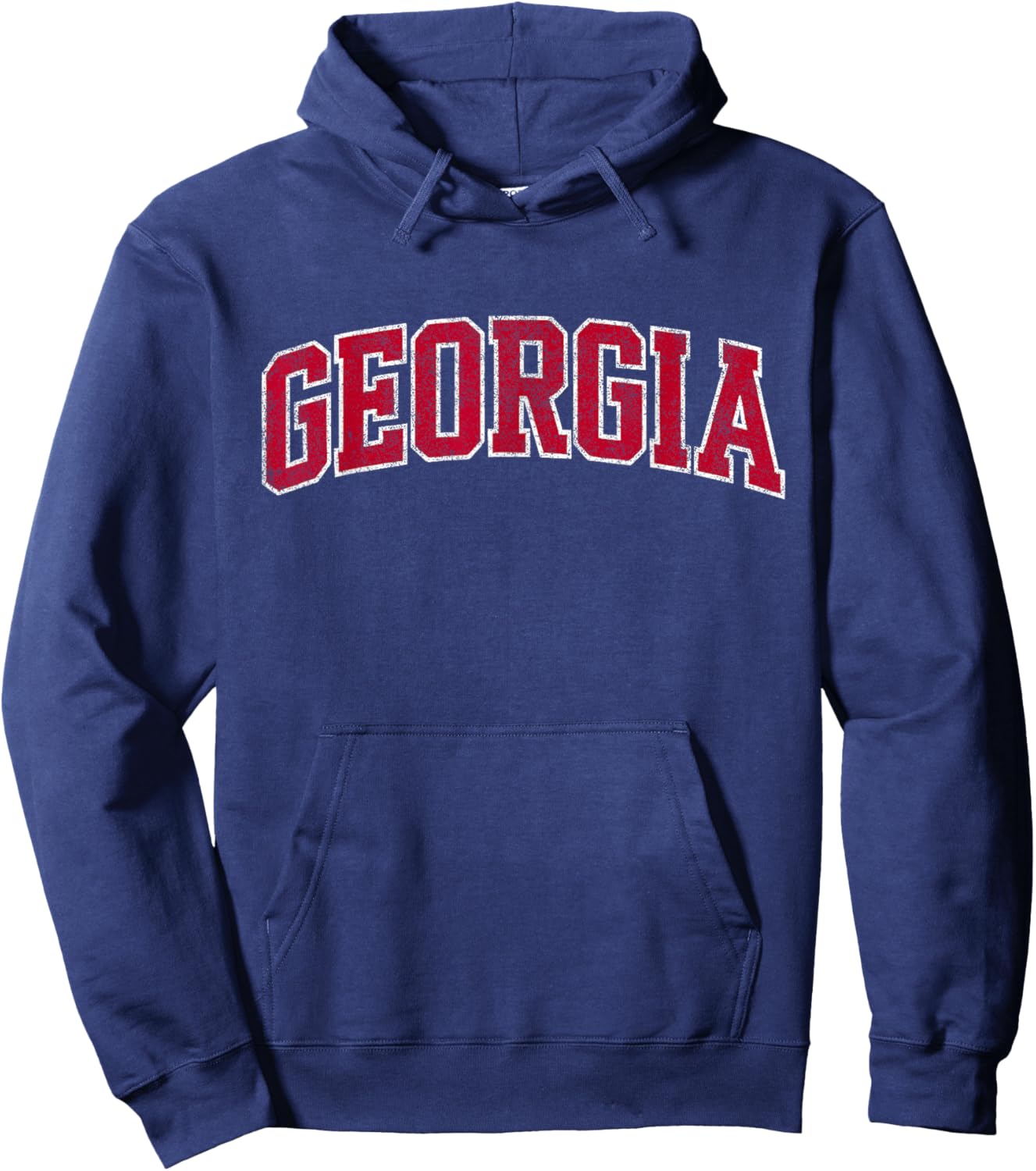 Georgia GA Vintage Athletic Sports Design Red Text Hoodie - Hoodie | Navy