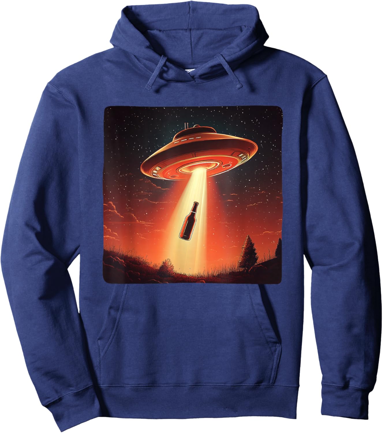 Funny UFO beams beer up for Alien Lovers Hoodie - Hoodie | Navy
