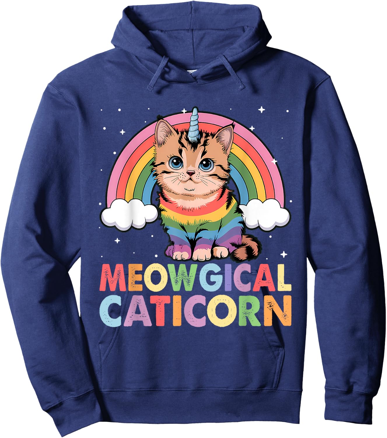 Meowgical Caticorn Cat Unicorn Girls Women Kittycorn Hoodie - Hoodie | Navy